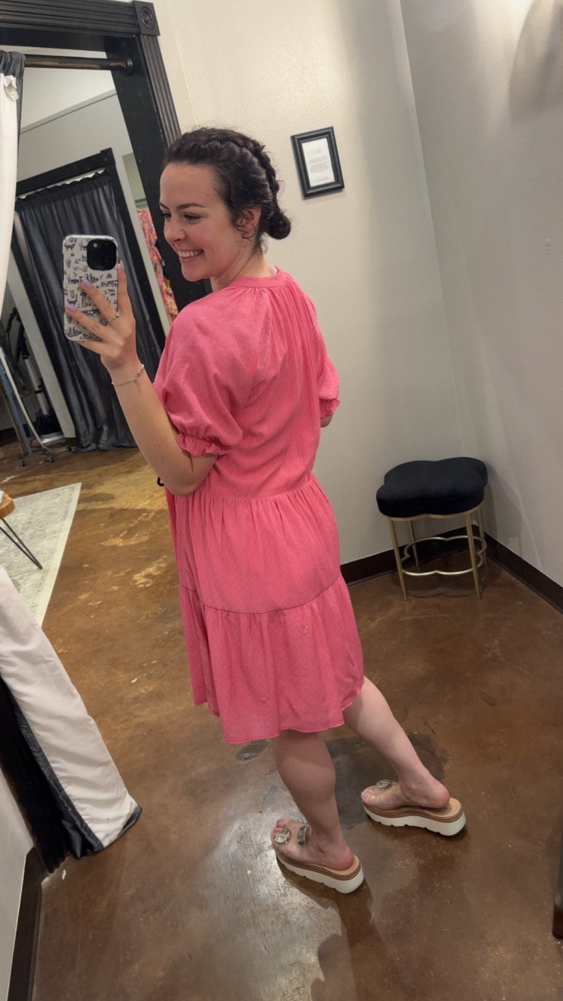 Split Neck Tiered Dress - Mainstream Boutique