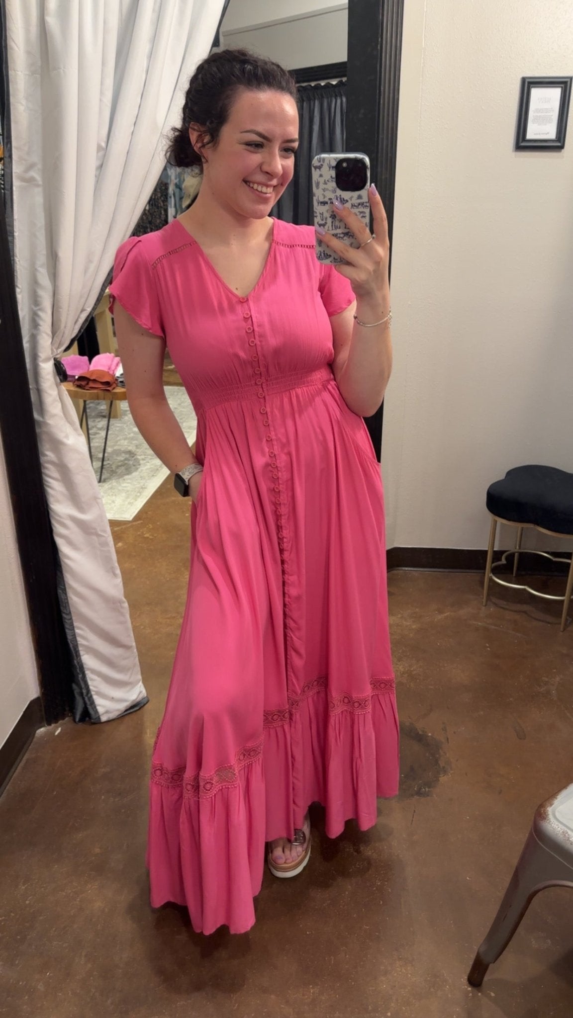 Solid Lace Inset Maxi Dress - Mainstream Boutique