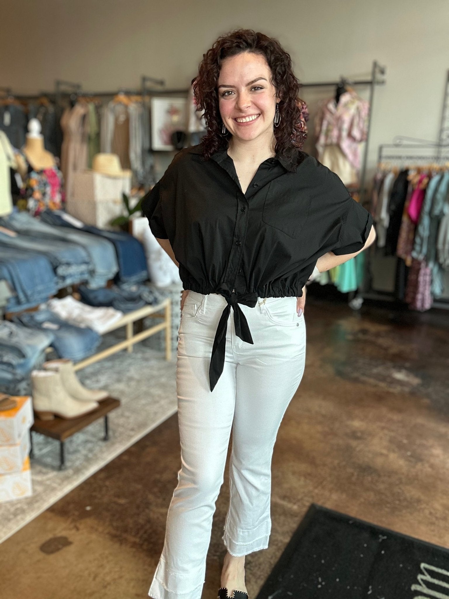 Slimming Kick Flare With Double Layer Fray Hem - Mainstream Boutique