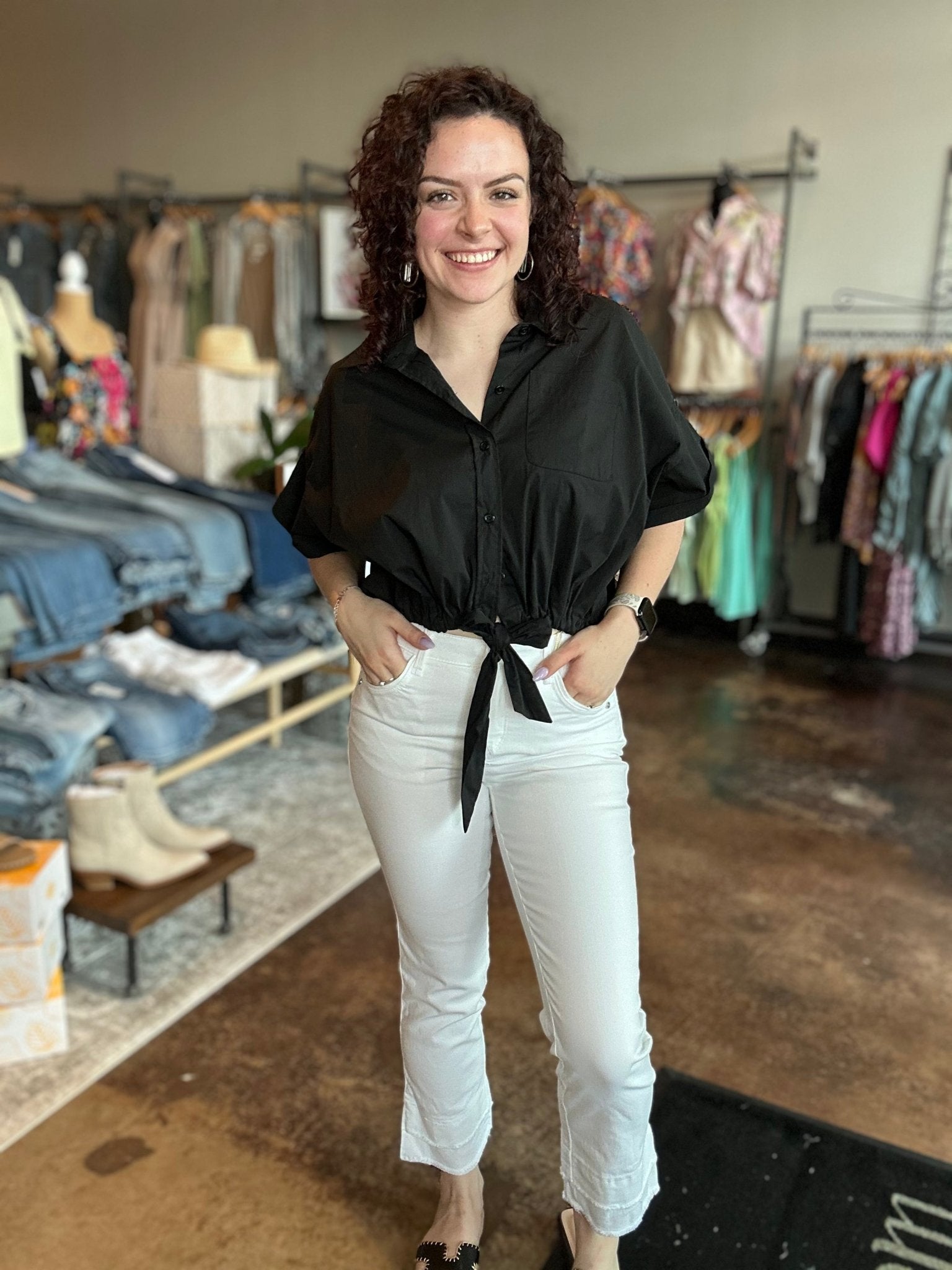 Slimming Kick Flare With Double Layer Fray Hem - Mainstream Boutique