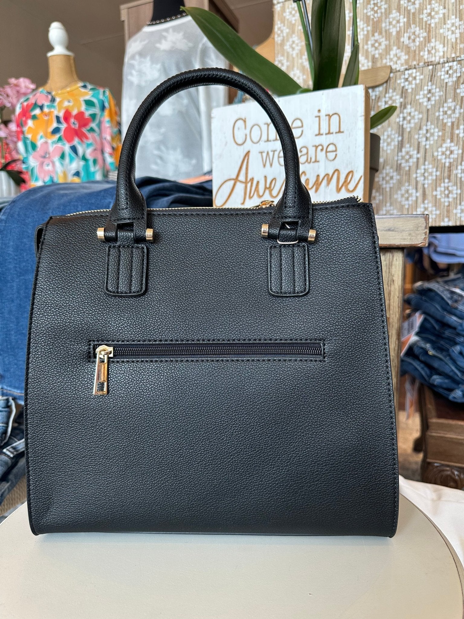Raised Stitch Fringe Satchel - Mainstream Boutique