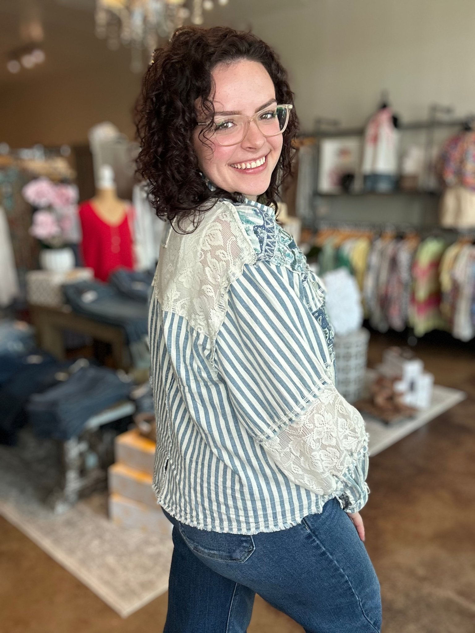Mixed Media Denim Balloon Sleeve Jacket - Mainstream Boutique