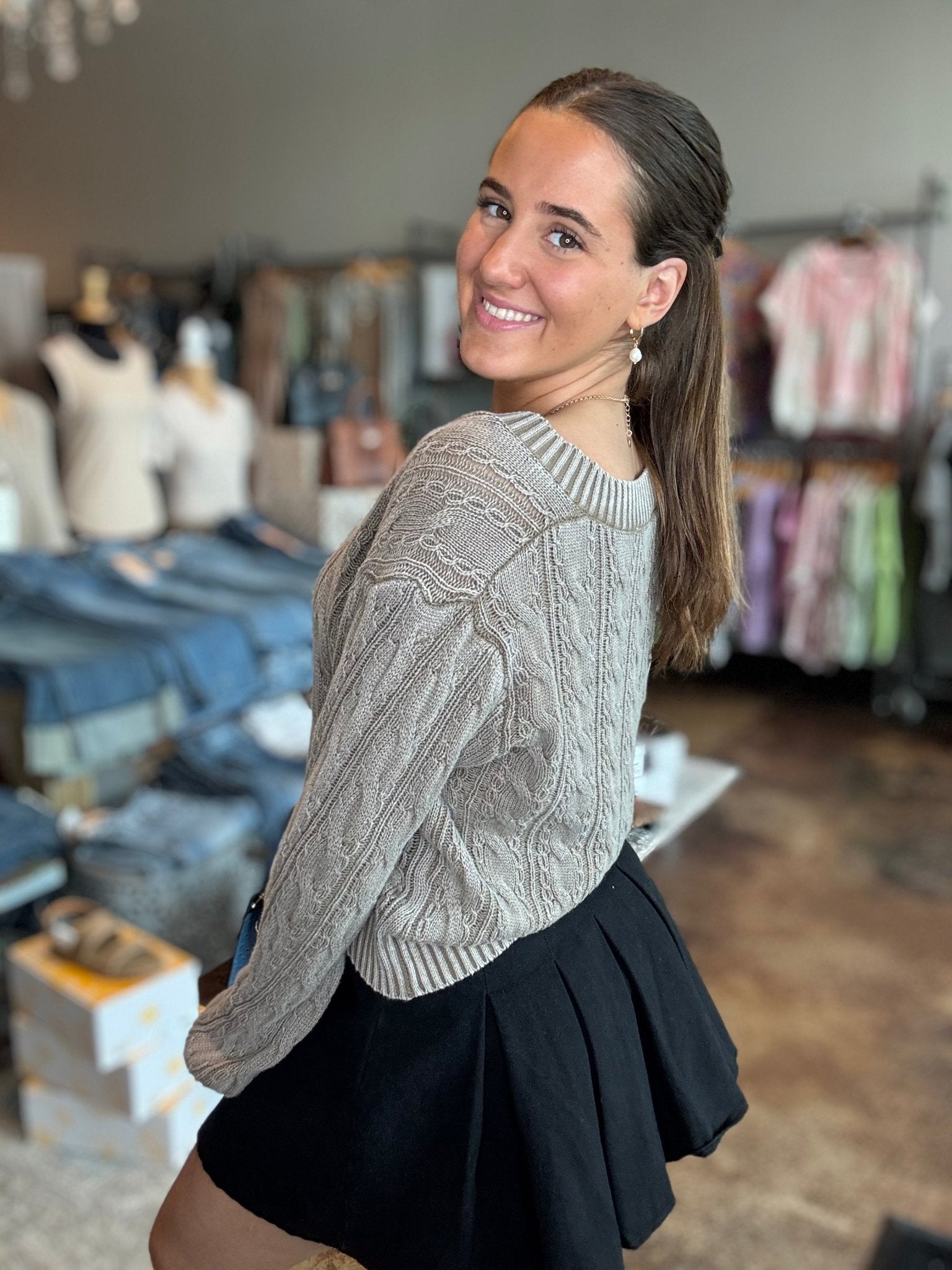 V - Neck Mineral Washed Sweater - Mainstream Boutique