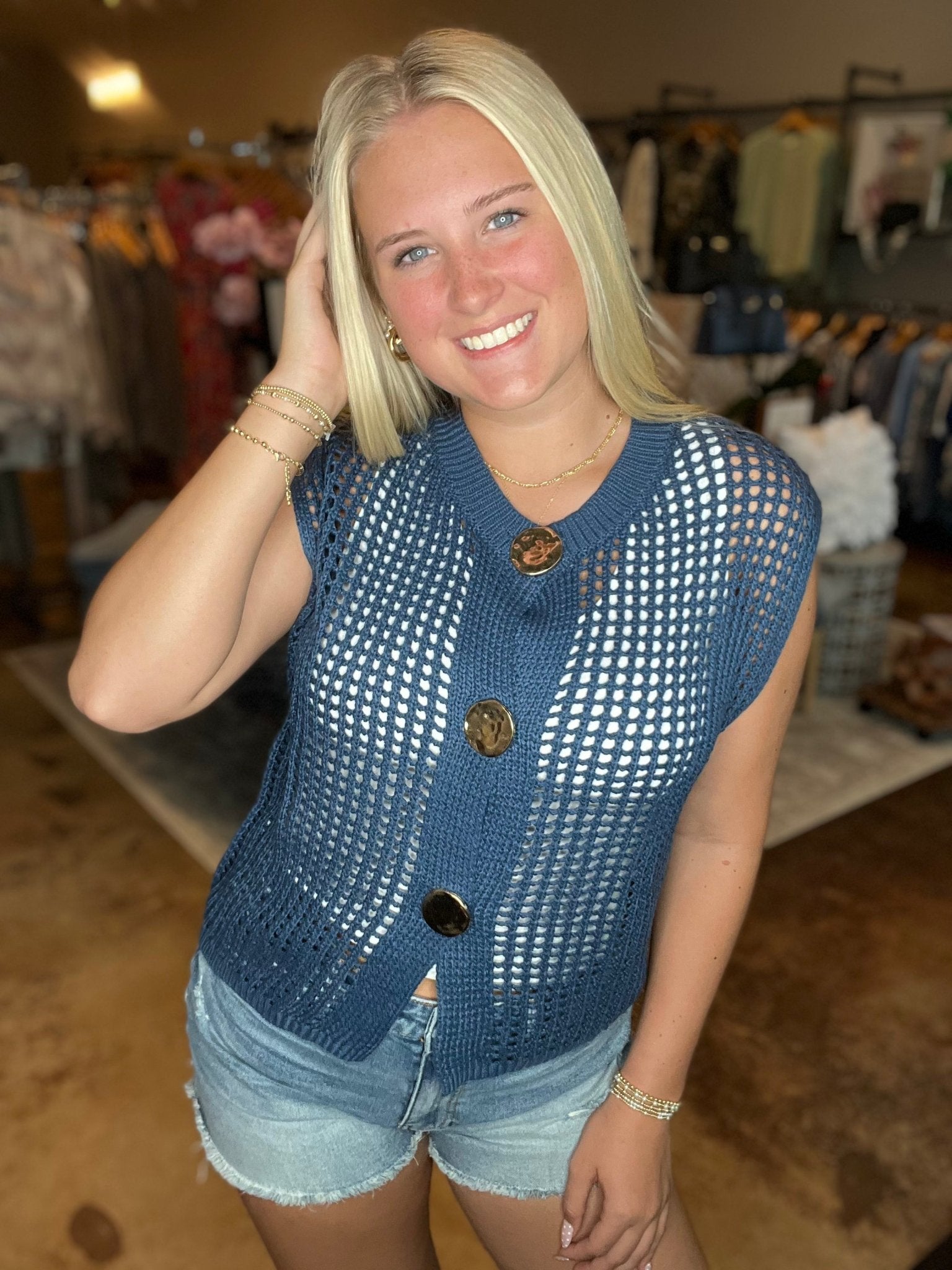 Button Front Sweater Vest - Mainstream Boutique