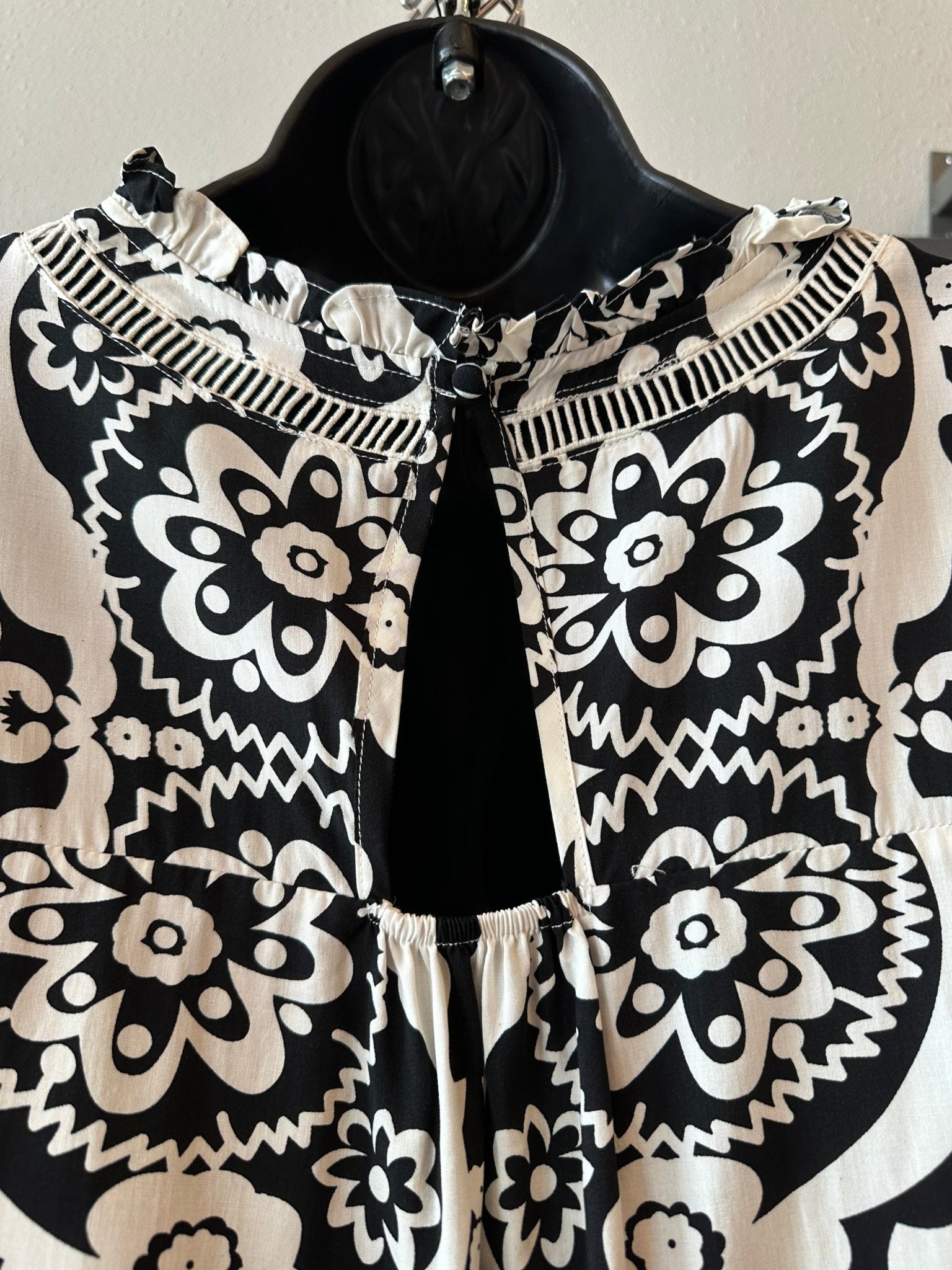 Medallion Print Blouse With Keyhole Back - Mainstream Boutique