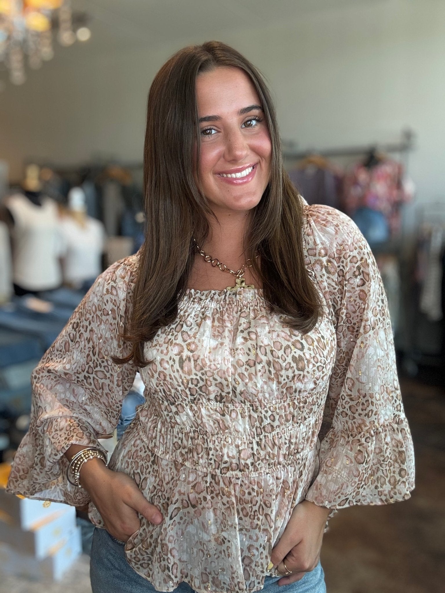 Off Shoulder Leopard Top - Mainstream Boutique