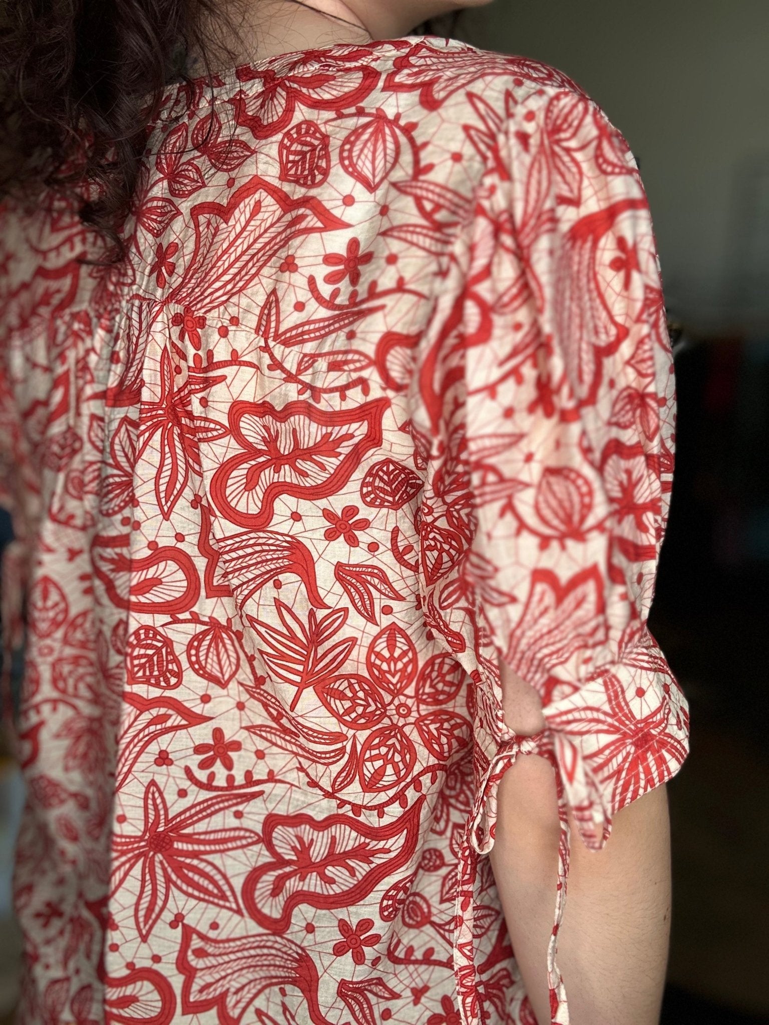 Botanical Print Pleated Blouse - Mainstream Boutique