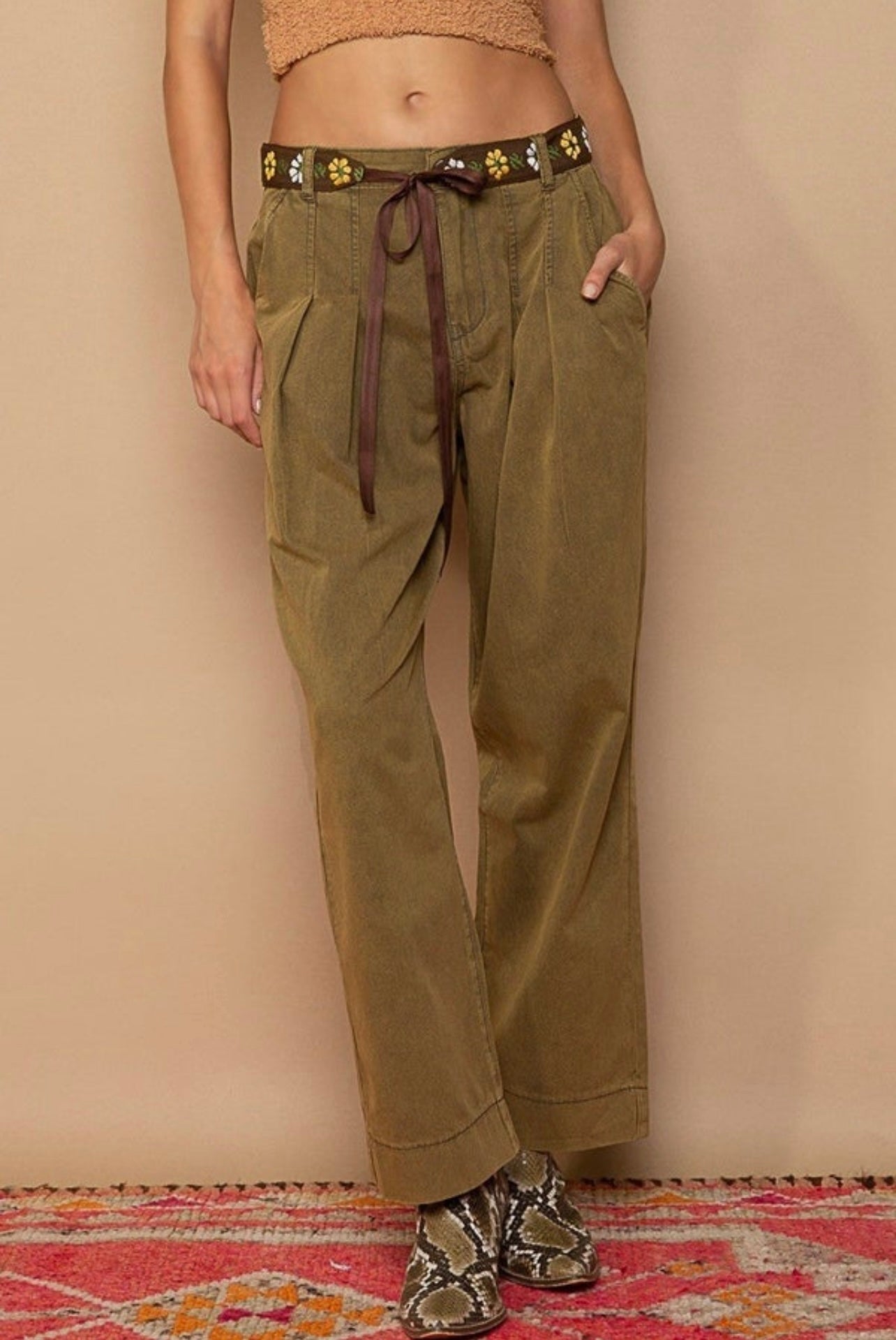 Boho Wide Leg High Waisted Pants - Mainstream Boutique