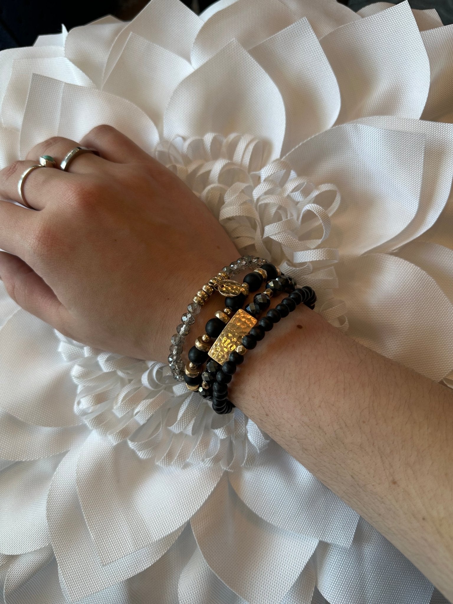 Wood And Crystal Stretch Bracelet Set - Mainstream Boutique