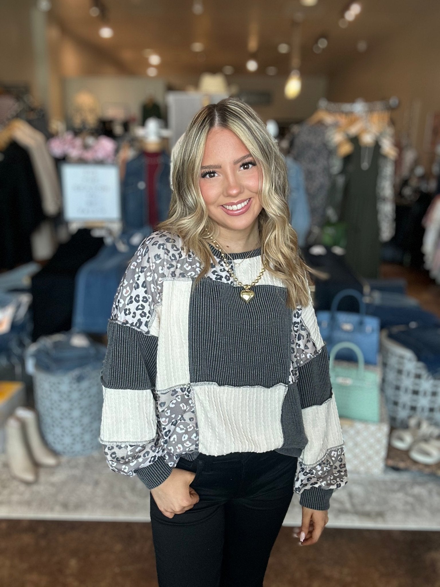 Rib Cable Knit Patchwork Pullover - Mainstream Boutique