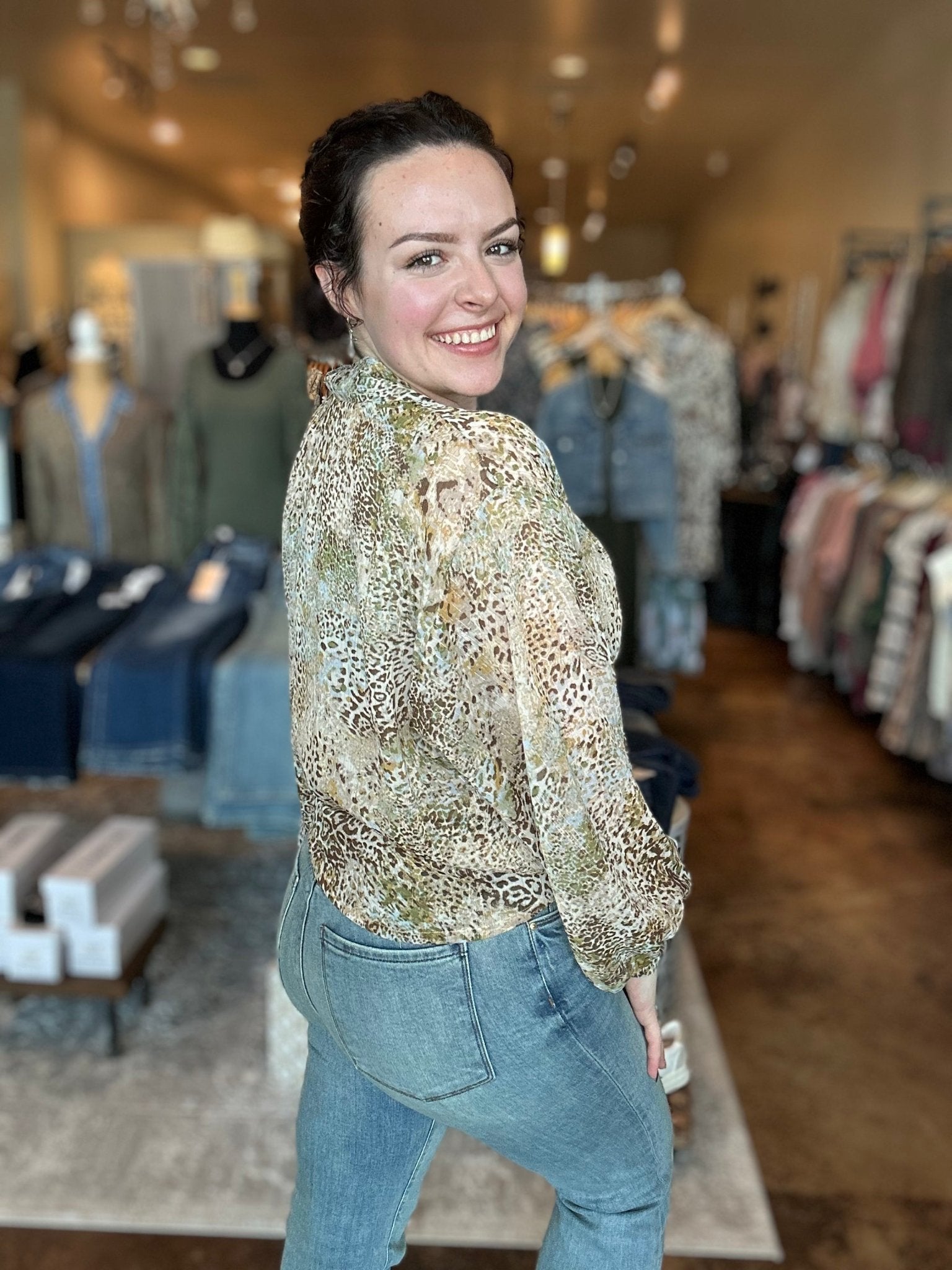 Animal Print Tie Front Kimono - Mainstream Boutique