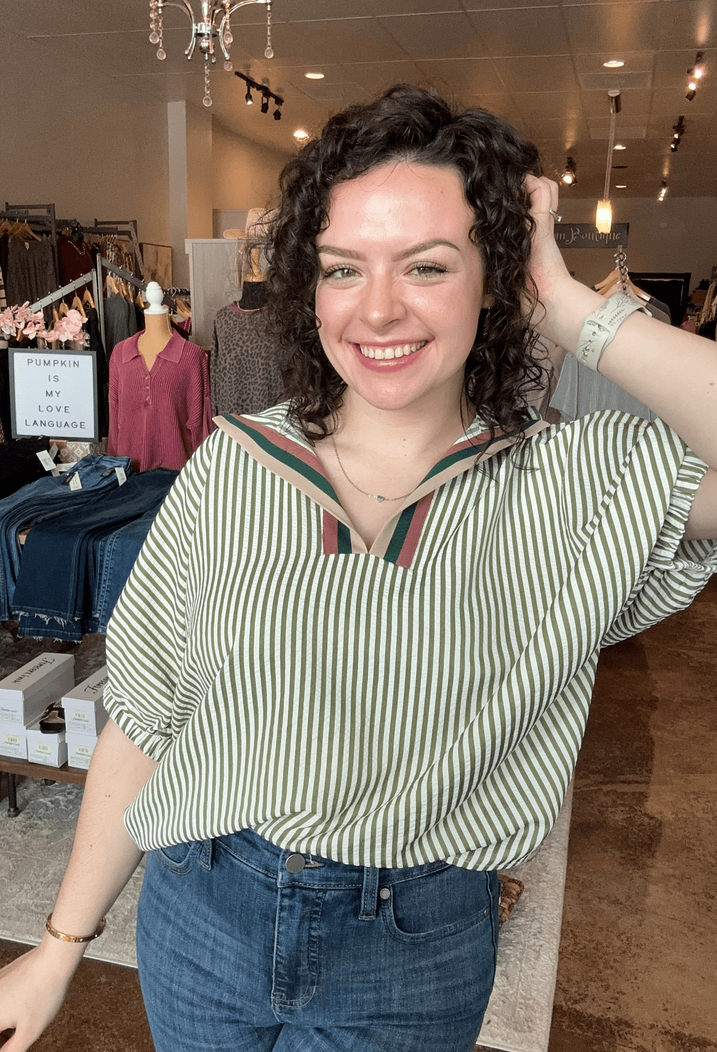 Striped Split Neck Dolman Top - Mainstream Boutique