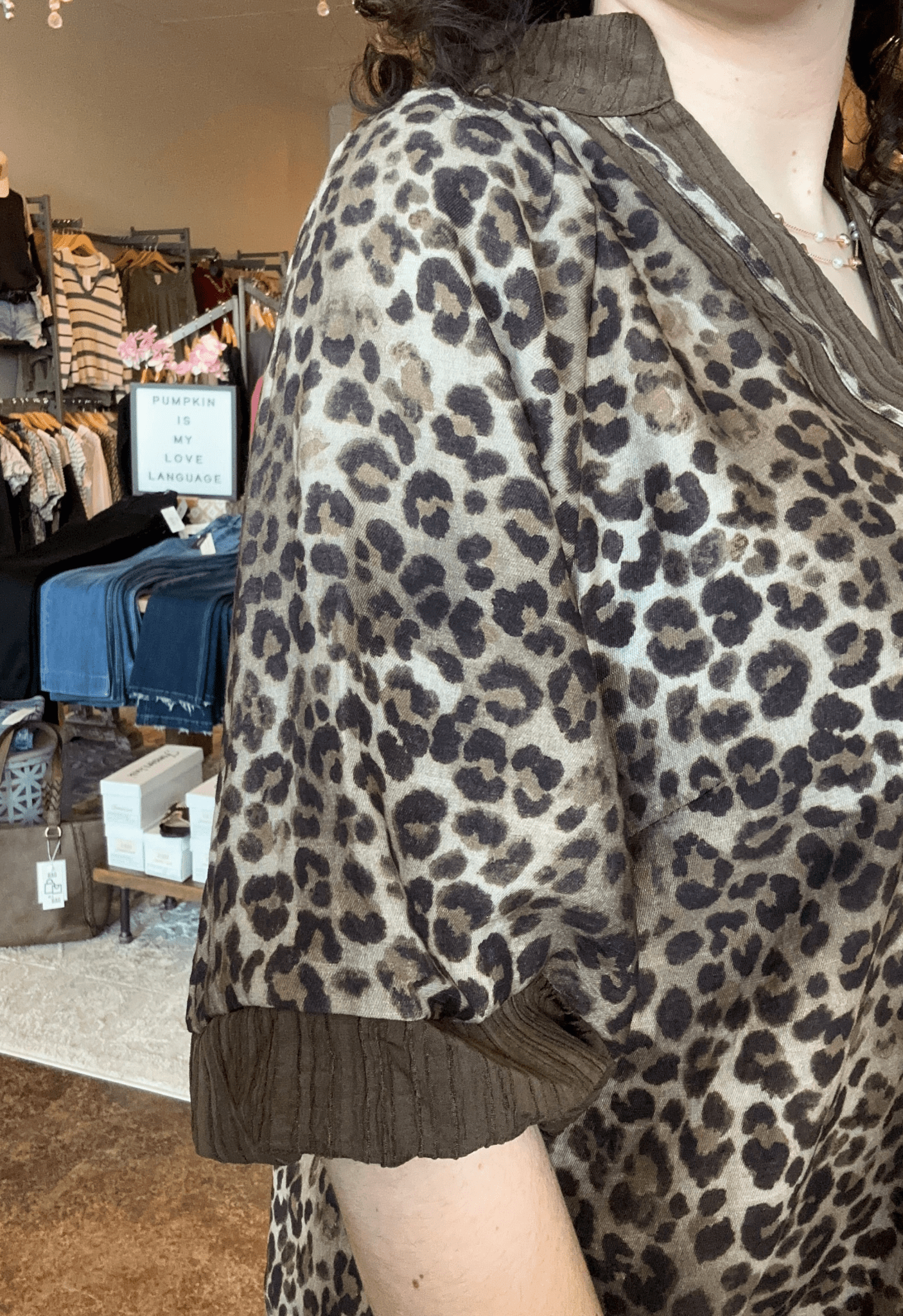 Bubble Sleeve Leopard Print Top - Mainstream Boutique