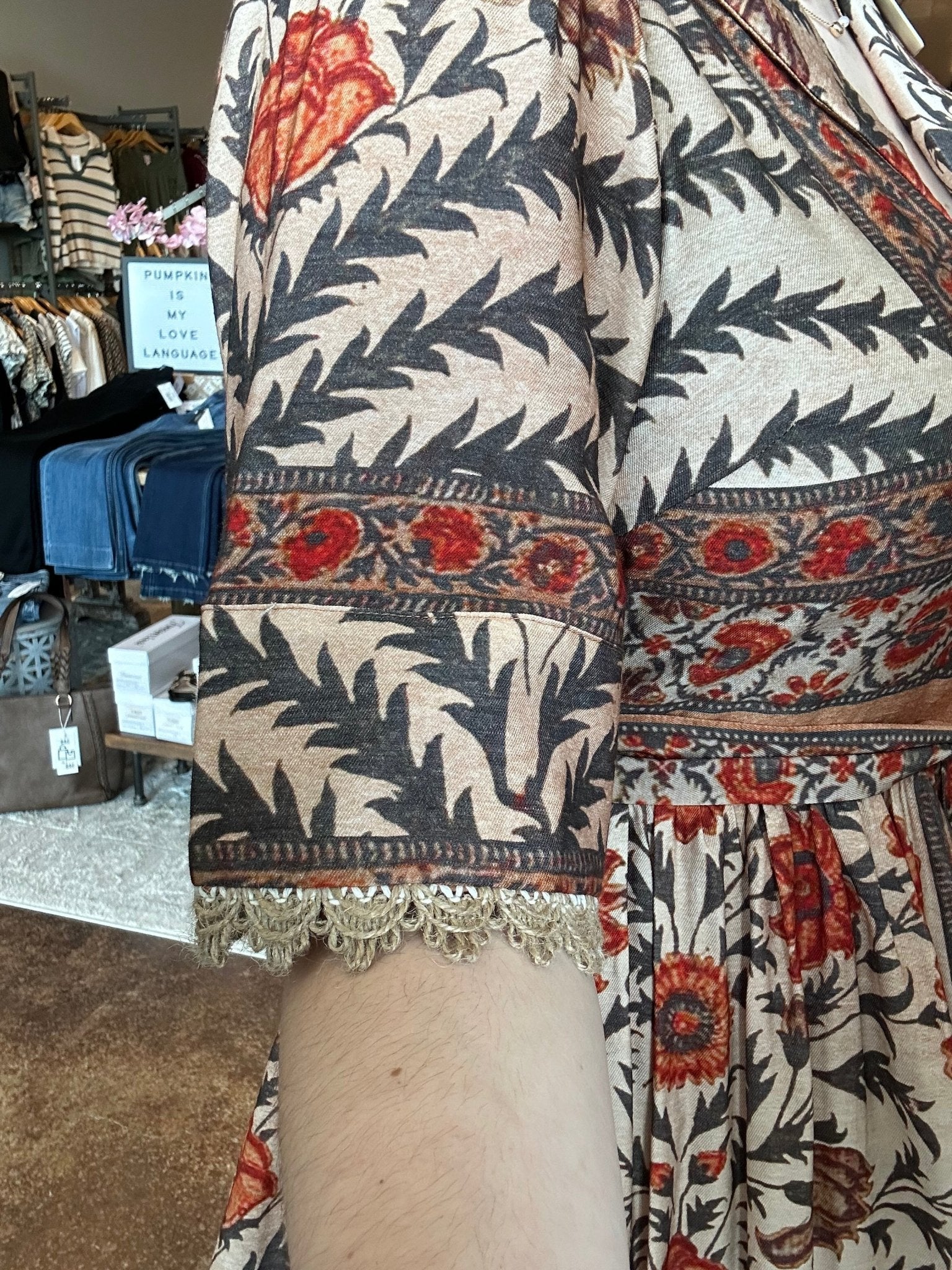 Botanical Print Puff Sleeve Dress - Mainstream Boutique