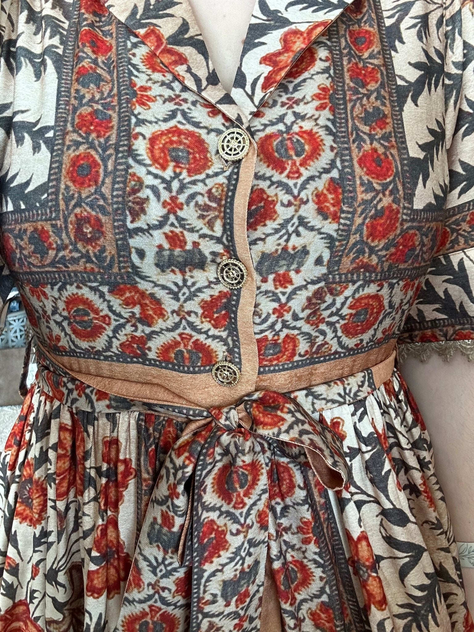 Botanical Print Puff Sleeve Dress - Mainstream Boutique