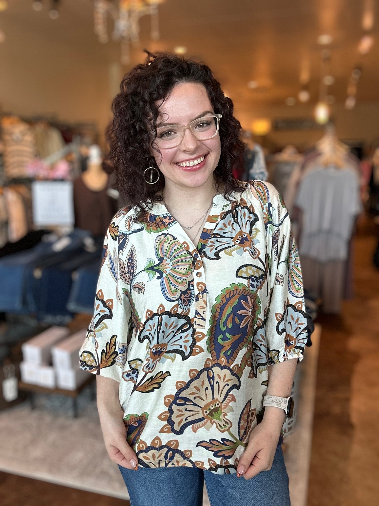 Boho Paisley Puff Sleeve Top - Mainstream Boutique