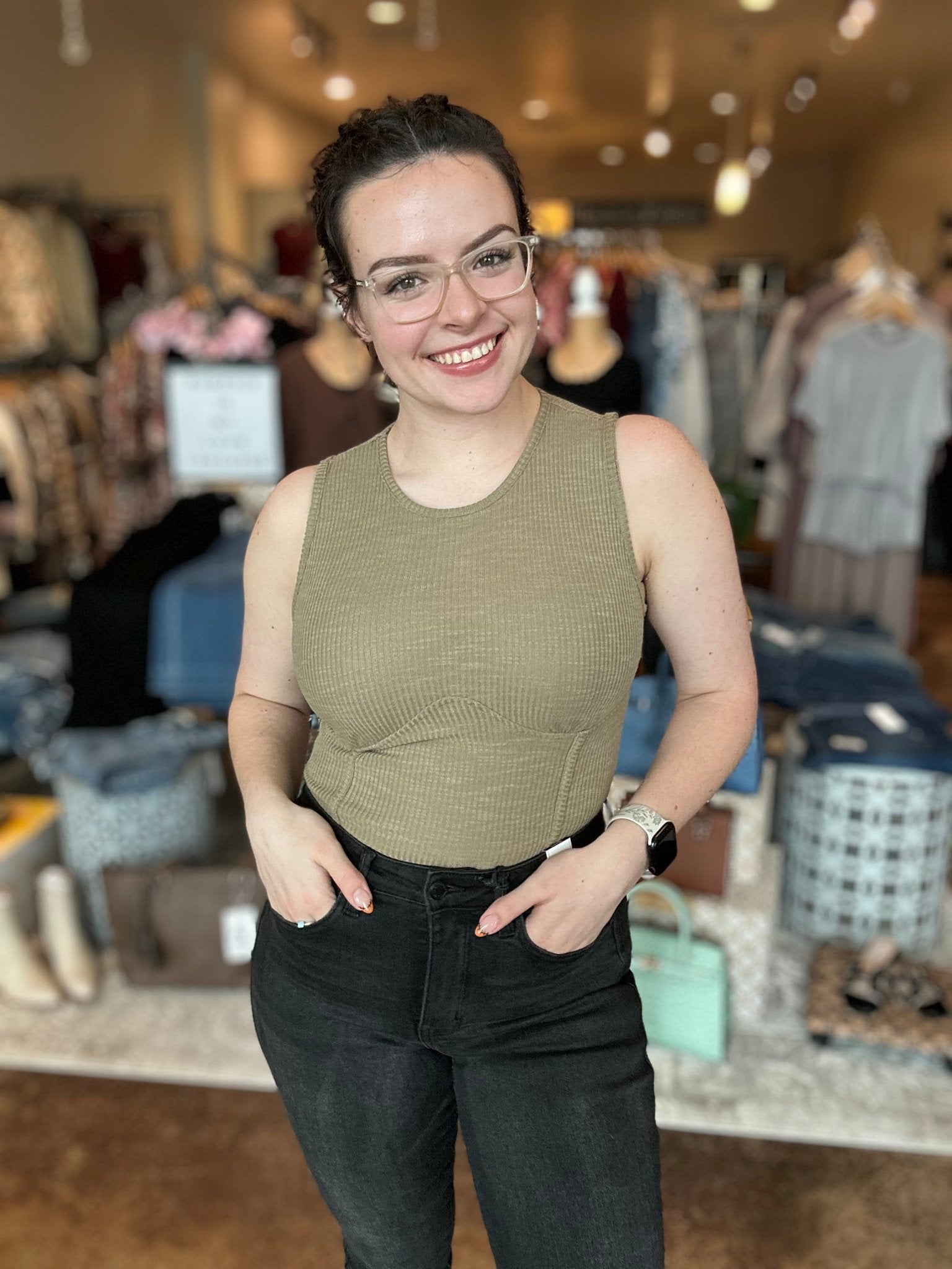 Ribbed Round Neck Bodysuit - Mainstream Boutique