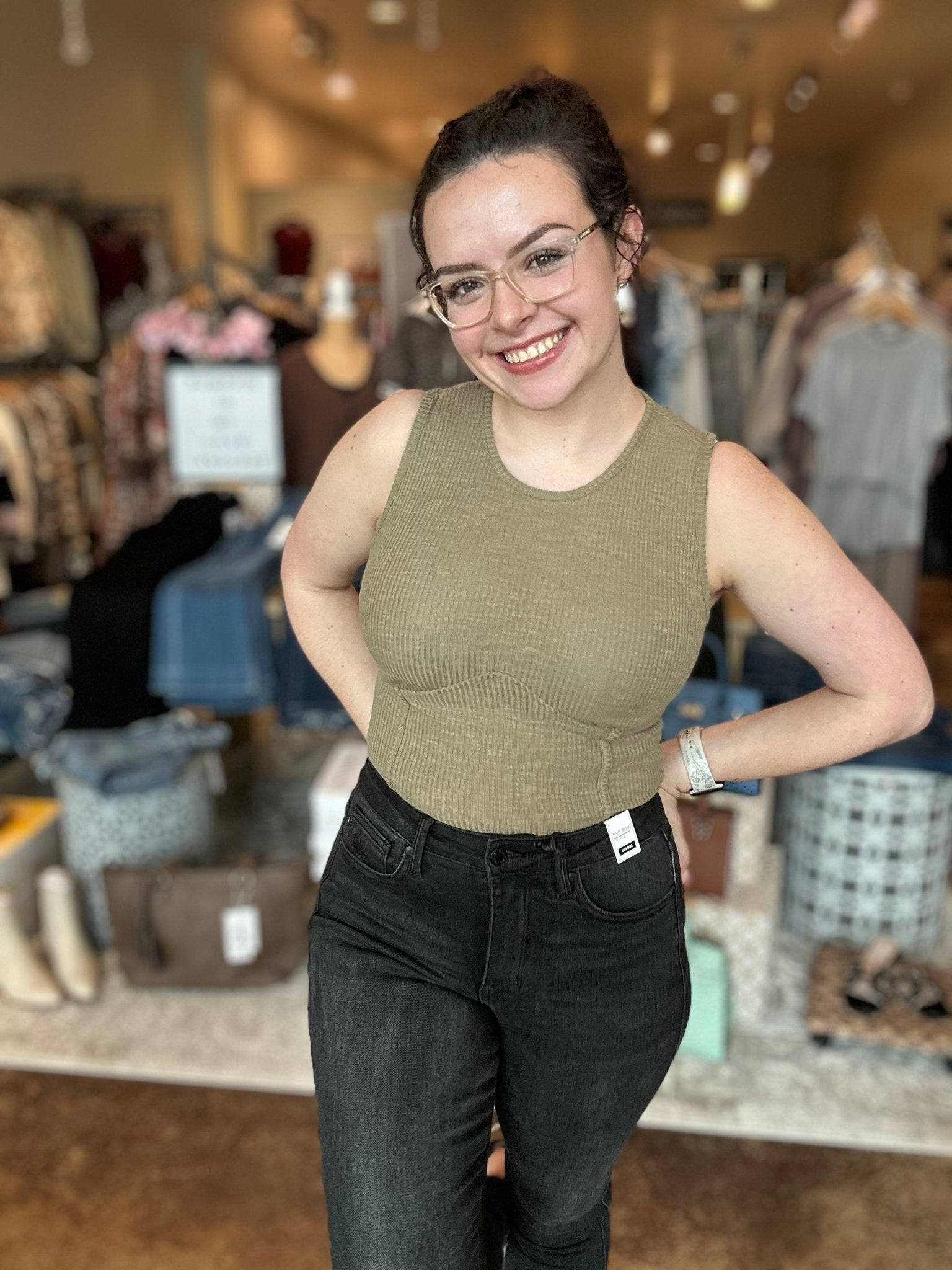 Ribbed Round Neck Bodysuit - Mainstream Boutique