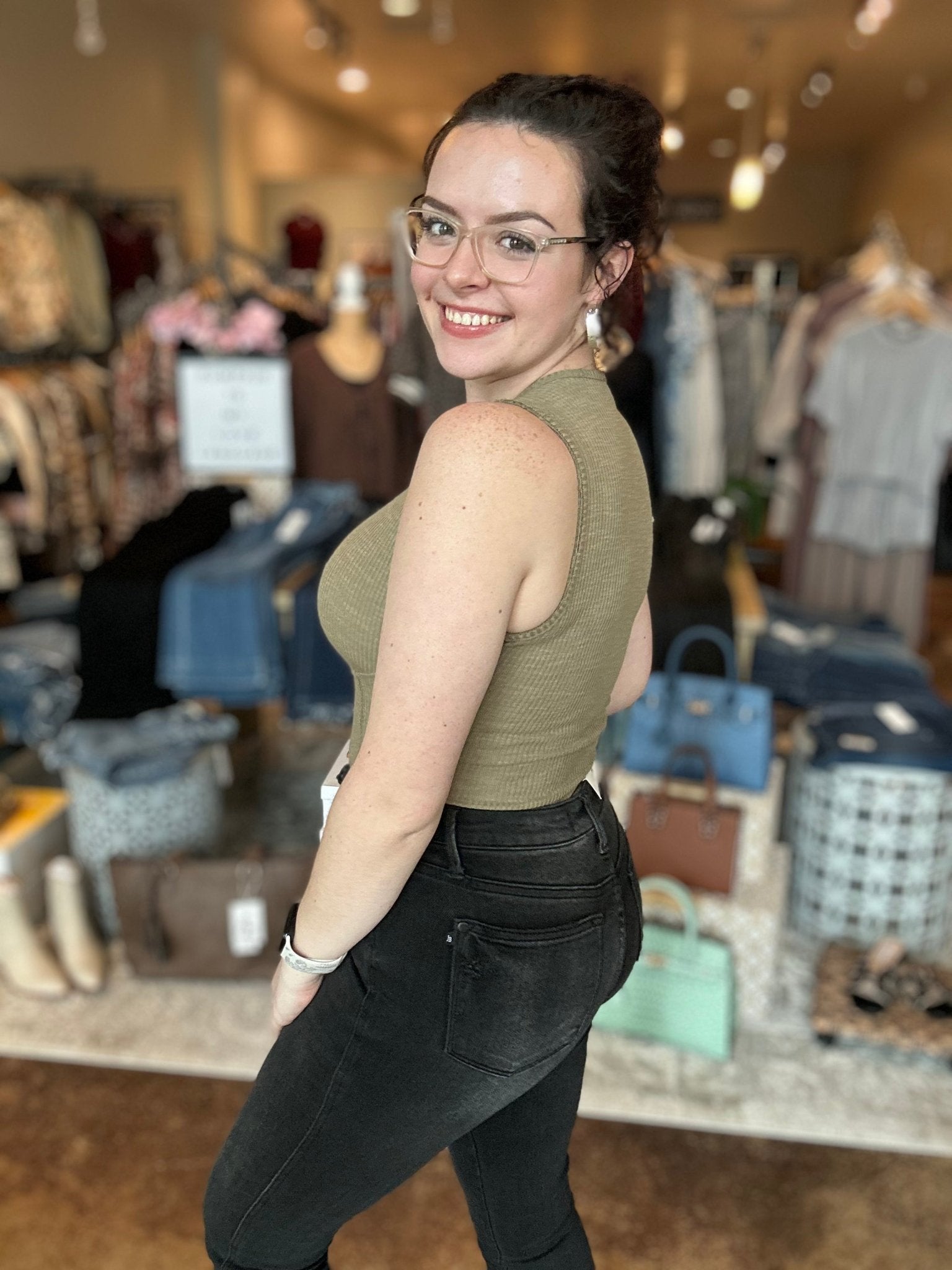 Ribbed Round Neck Bodysuit - Mainstream Boutique