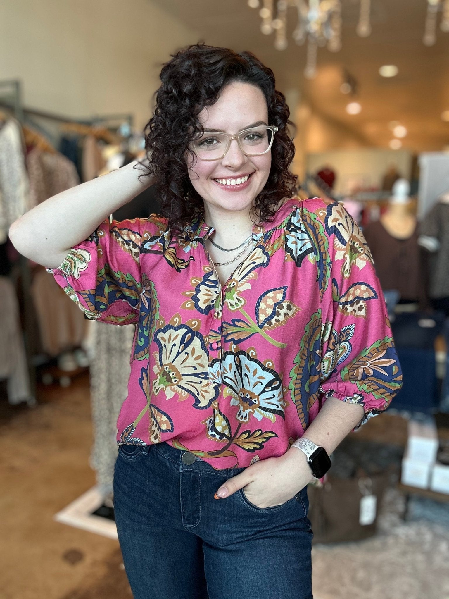 Boho Paisley Puff Sleeve Top - Mainstream Boutique