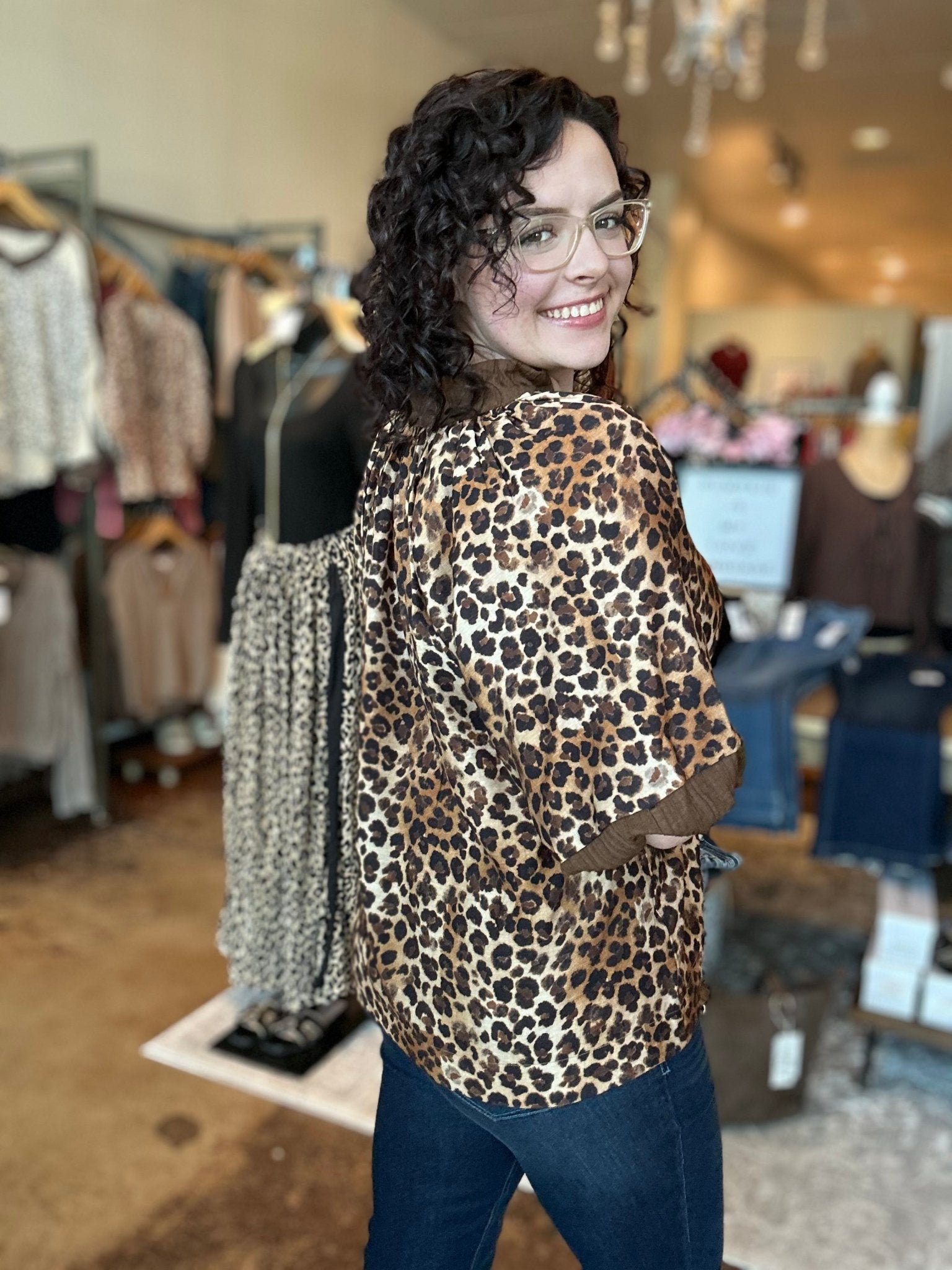 Bubble Sleeve Leopard Print Top - Mainstream Boutique