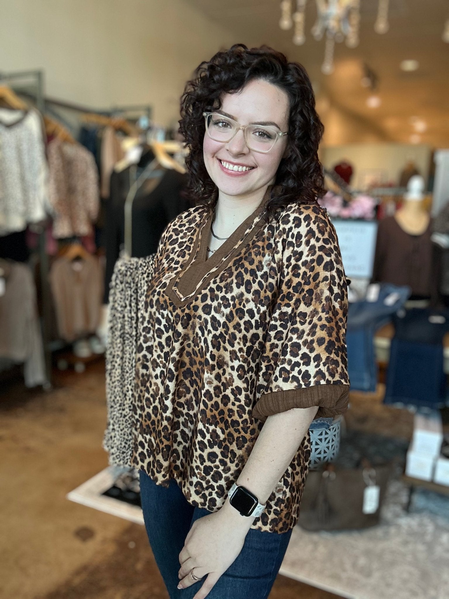 Bubble Sleeve Leopard Print Top - Mainstream Boutique