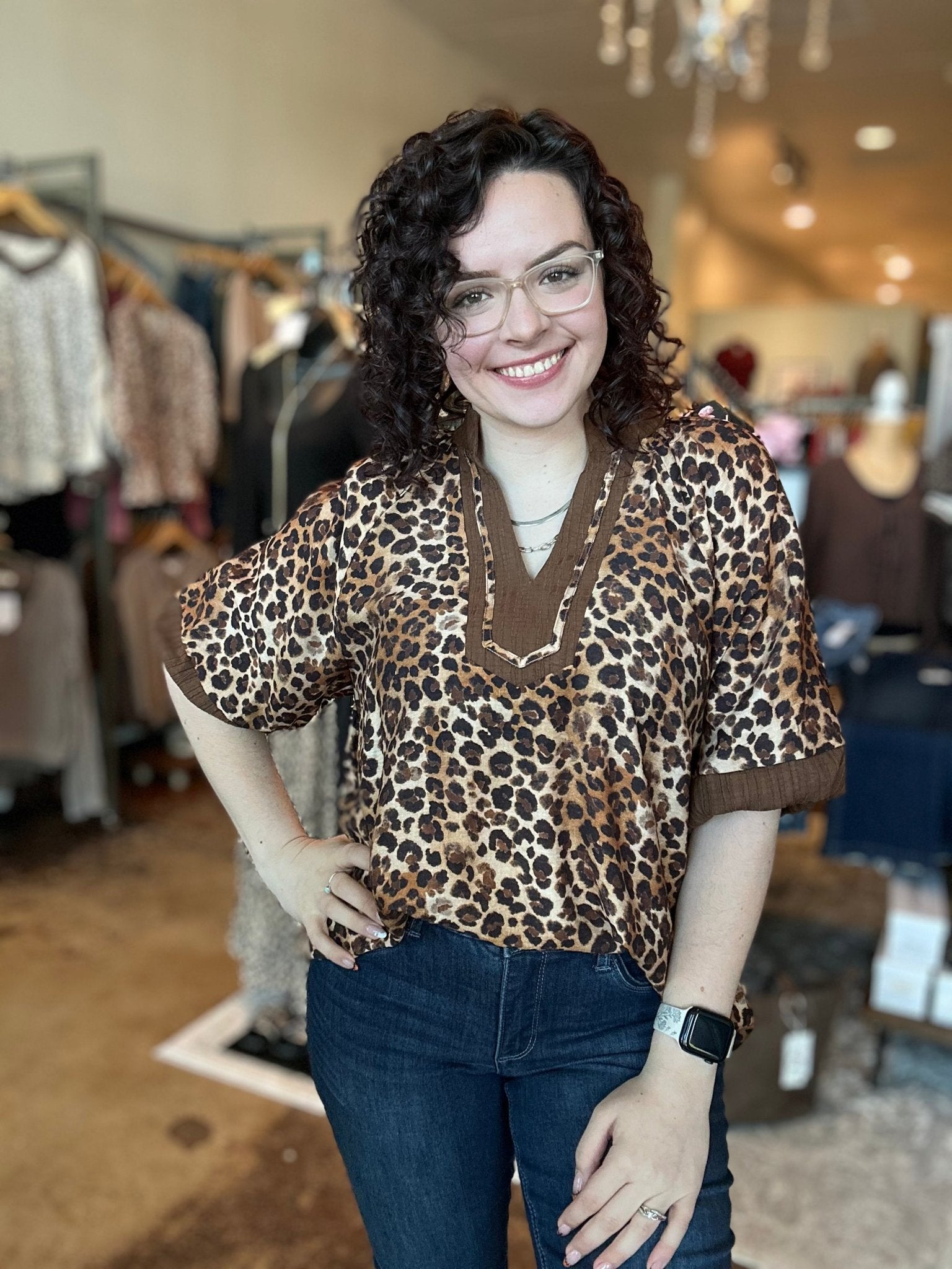 Bubble Sleeve Leopard Print Top - Mainstream Boutique