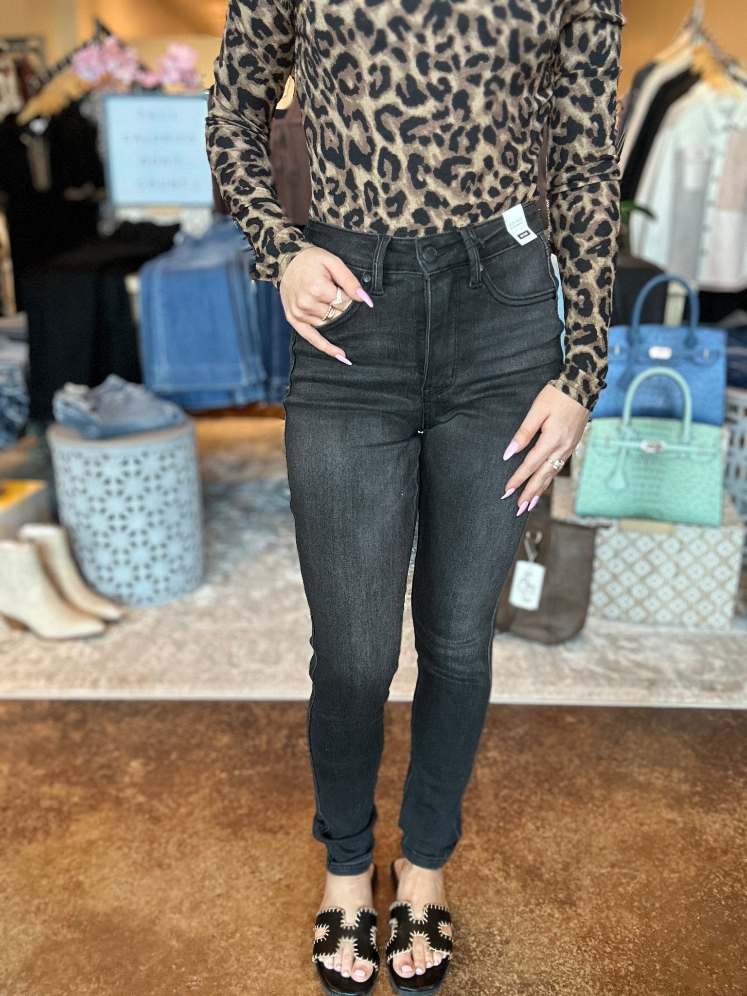 Black Tummy Control Skinny Jeans - Mainstream Boutique