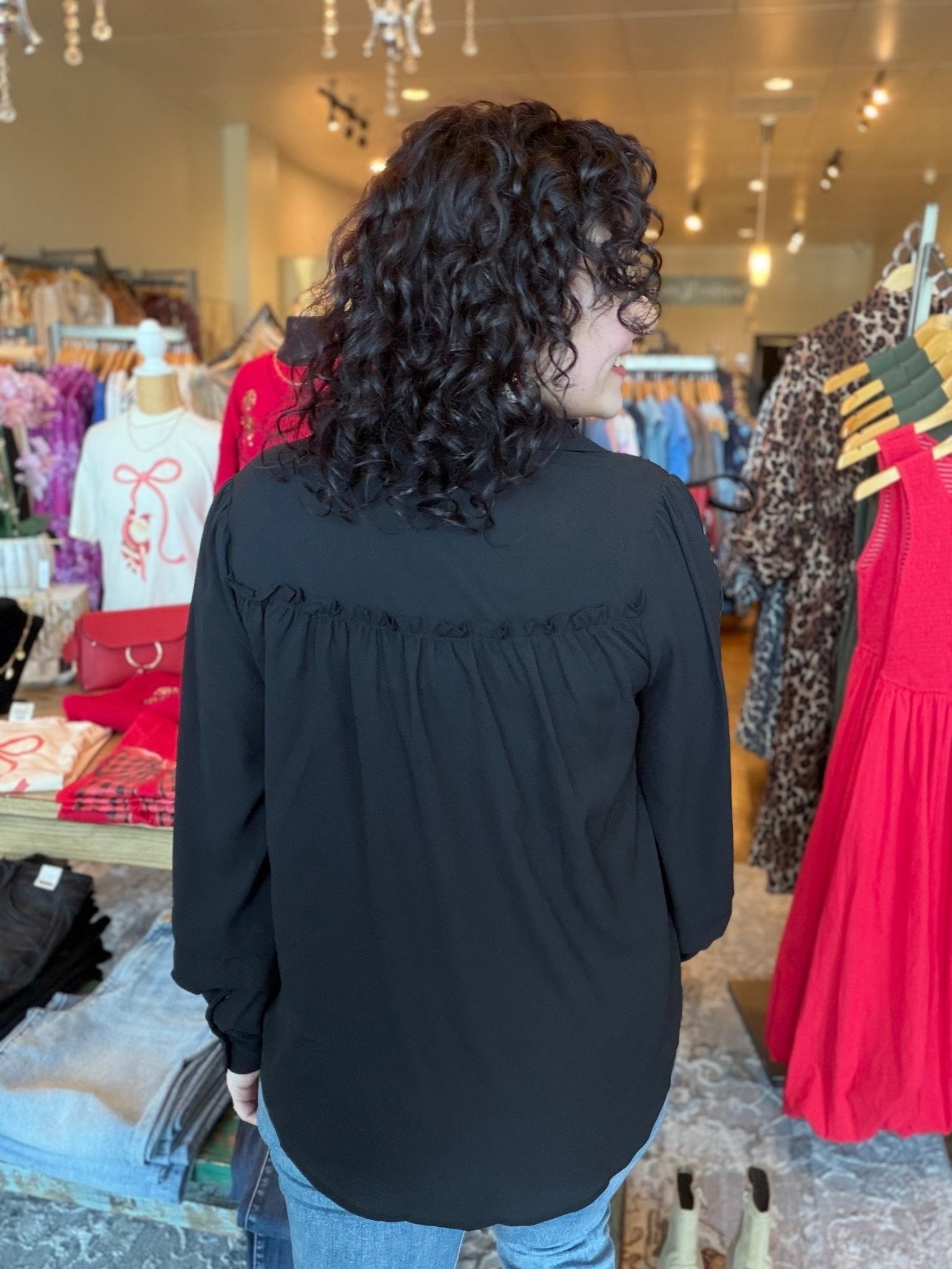 Pleated Shoulder Collar Blouse - Mainstream Boutique