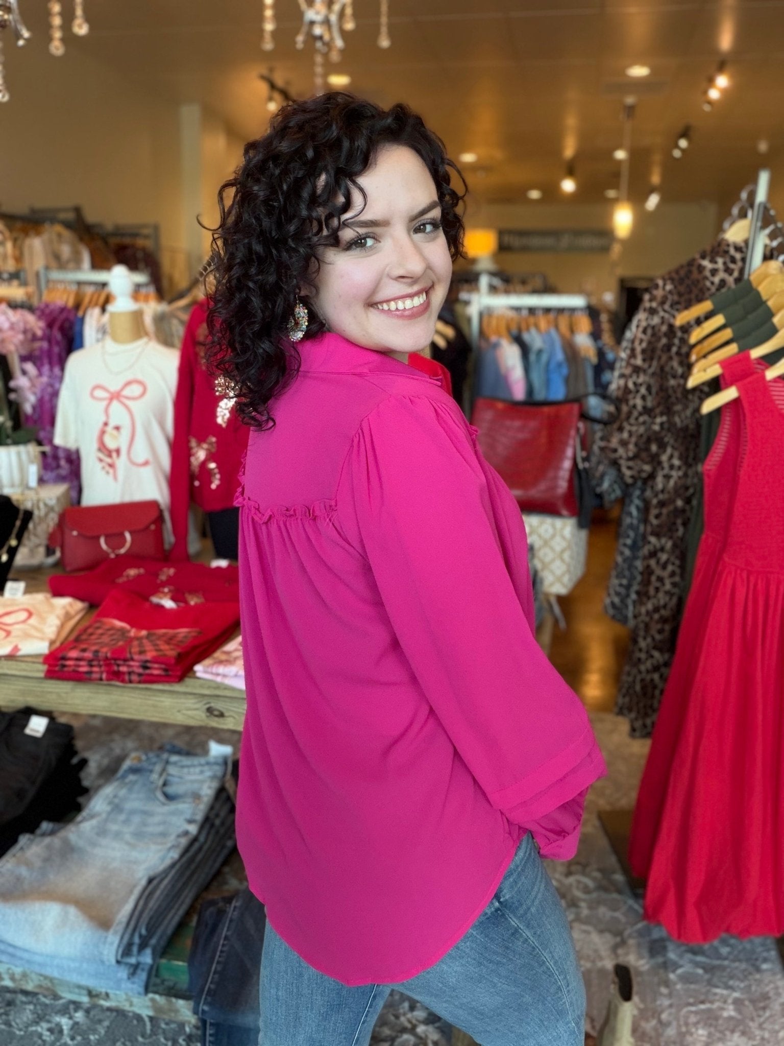 Pleated Shoulder Collar Blouse - Mainstream Boutique
