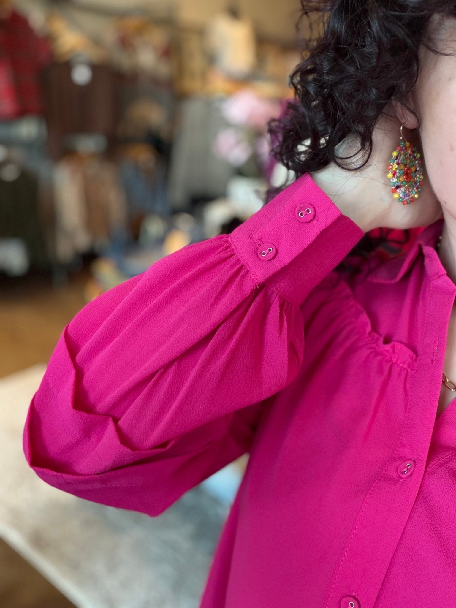 Pleated Shoulder Collar Blouse - Mainstream Boutique