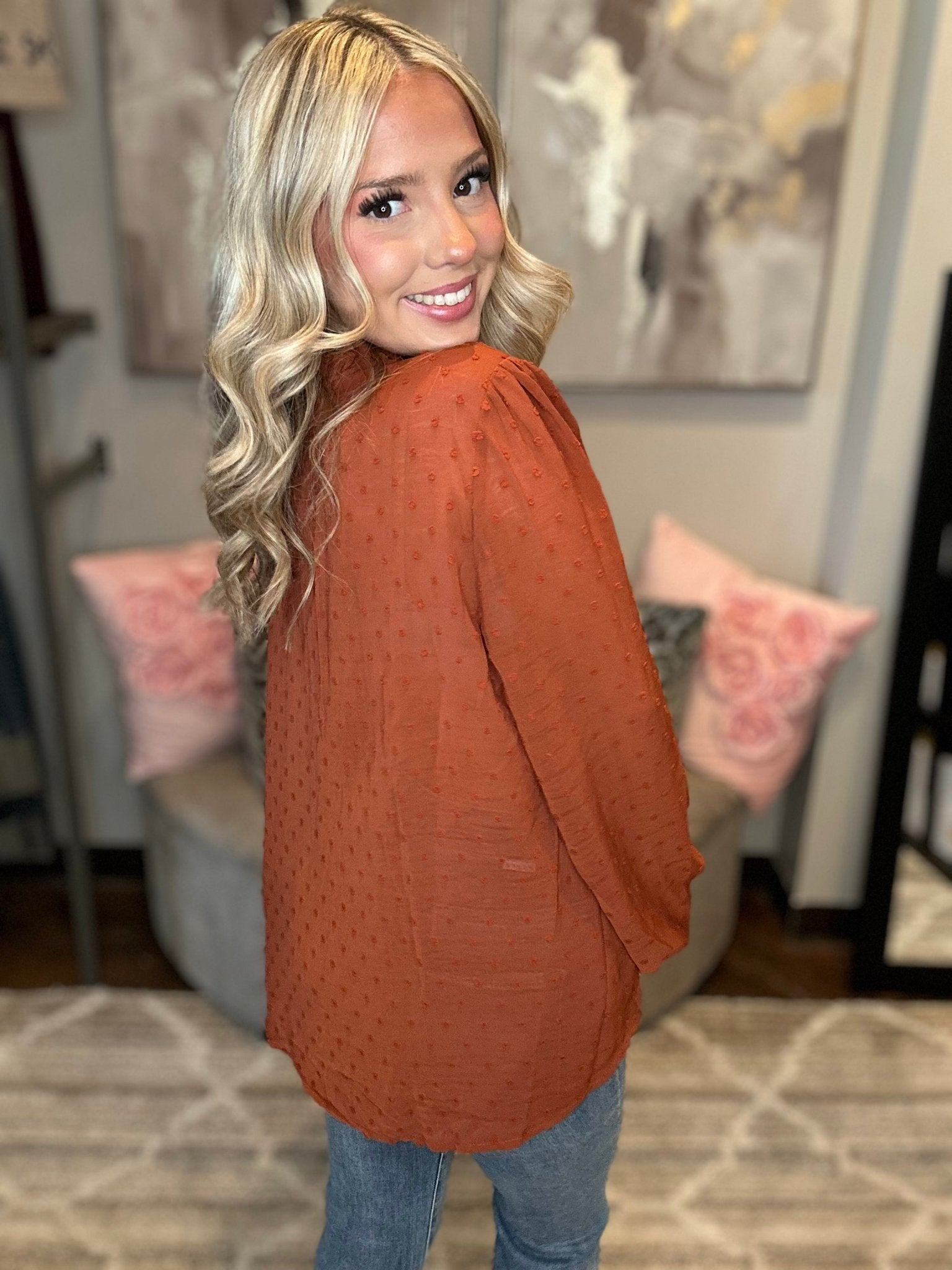 Textured Tie - Front Blouse - Mainstream Boutique