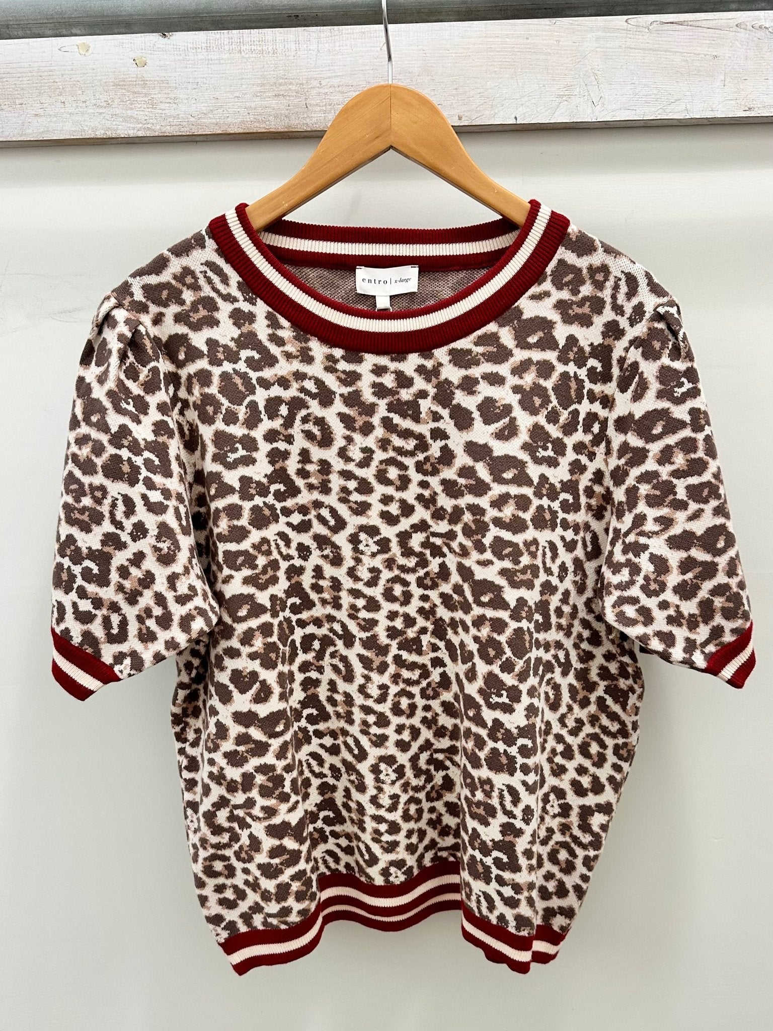 Leopard Pattern Short Puff Sleeve - Mainstream Boutique