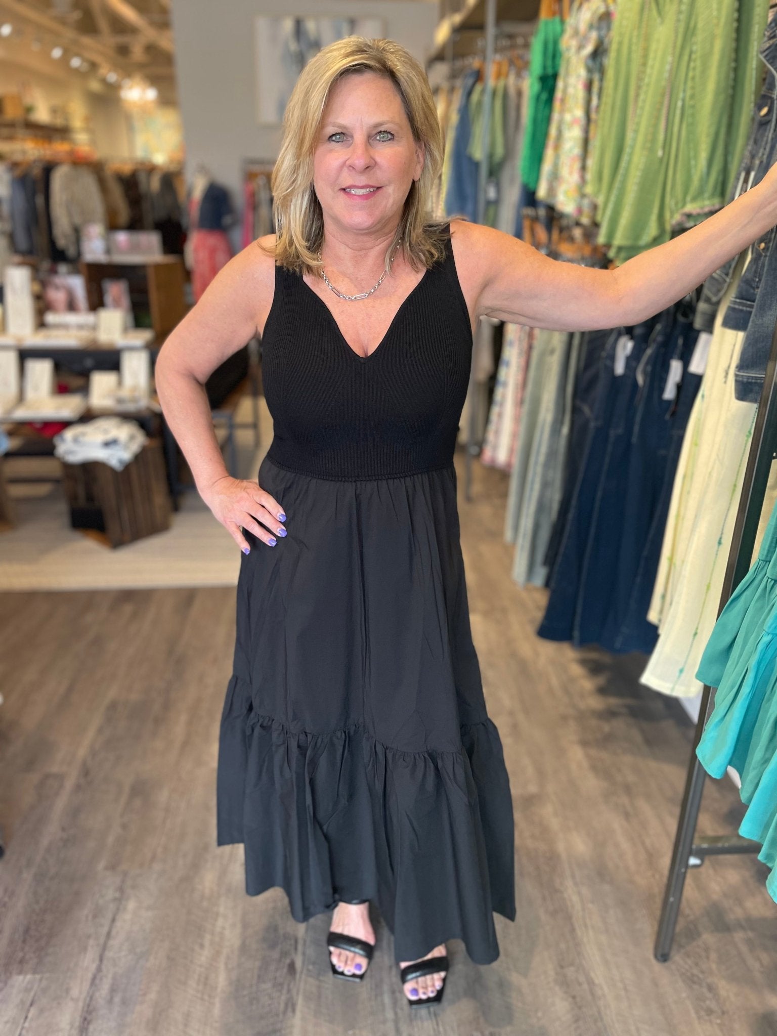 Mixed Media Midi Dress S24 - HQ - Mainstream Boutique