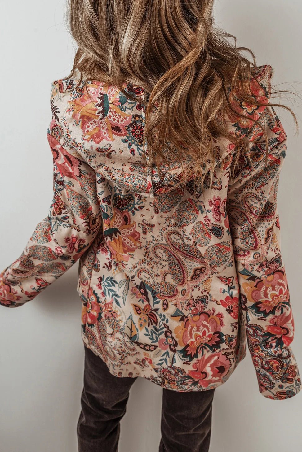 Daisy Vintage Paisley Floral Sherpa Lined Hooded Jacket - Mainstream Boutique