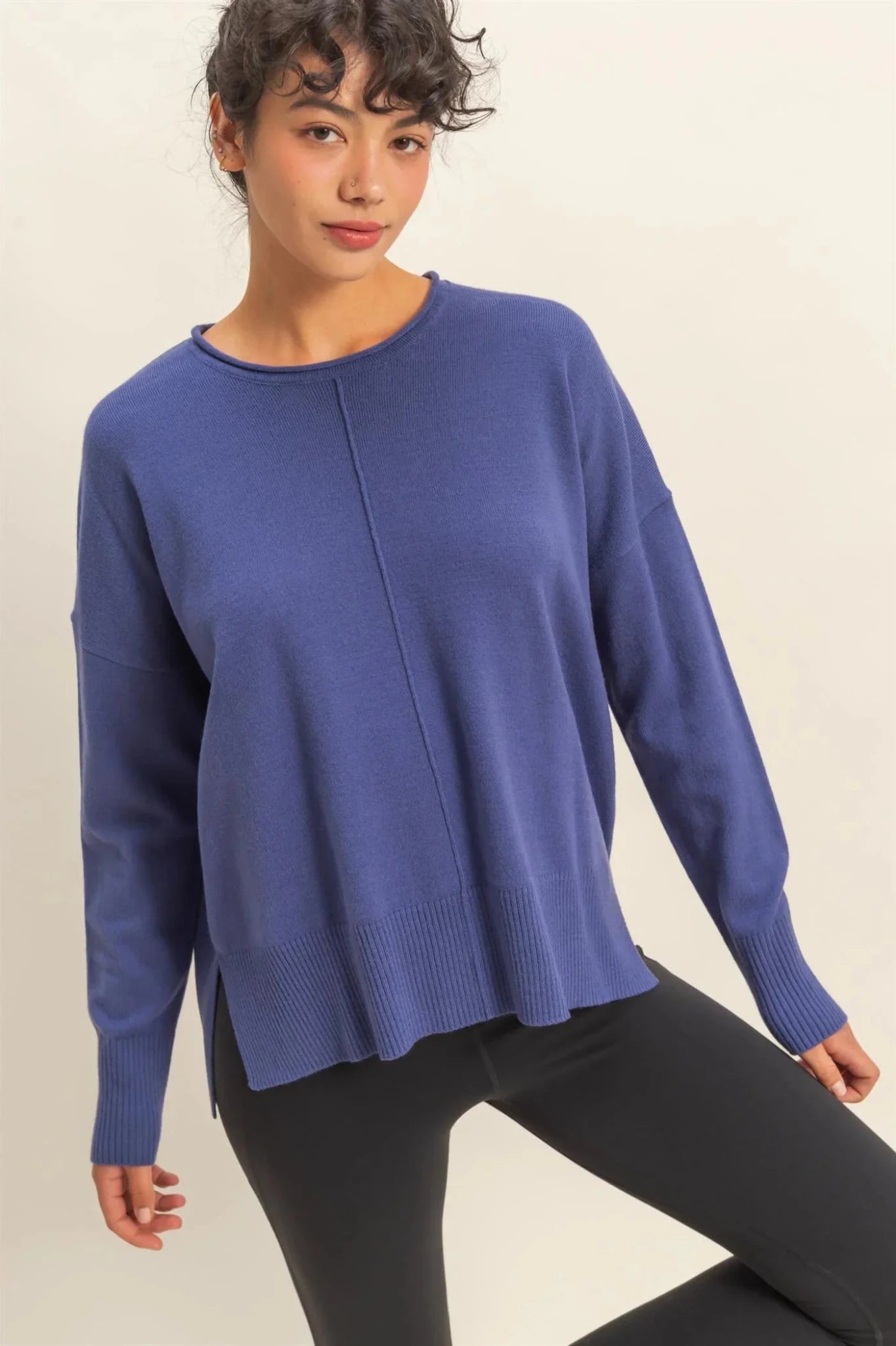 Roll Neck Drop Shoulder Sweater - Mainstream Boutique