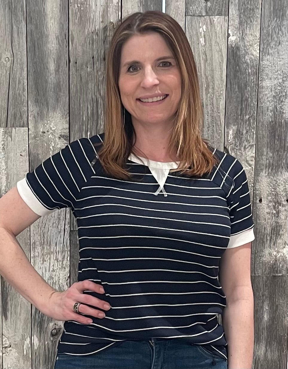 Short Sleeve Striped Top - Mainstream Boutique