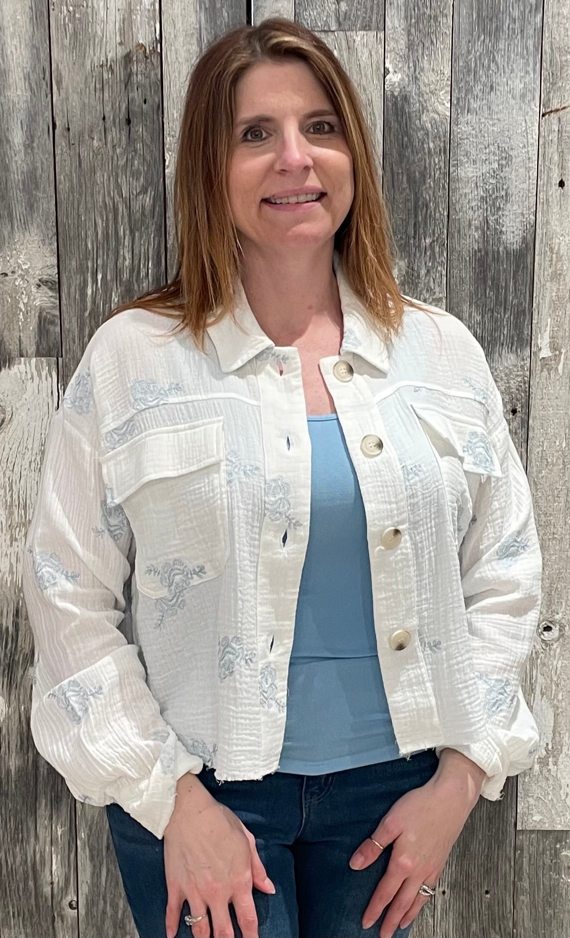 Double Gauze Embroidered Jacket - Mainstream Boutique