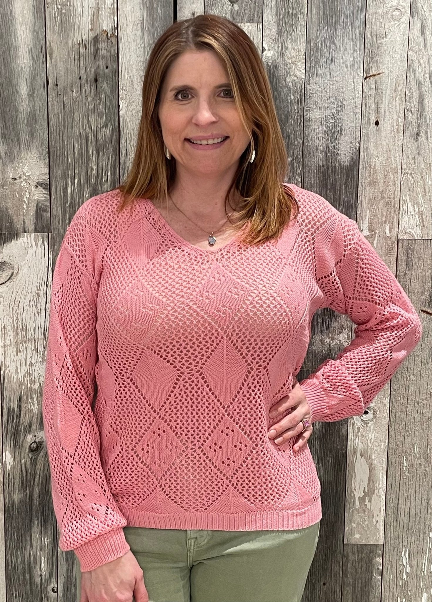 Diamond Knit Pullover Sweater - Mainstream Boutique