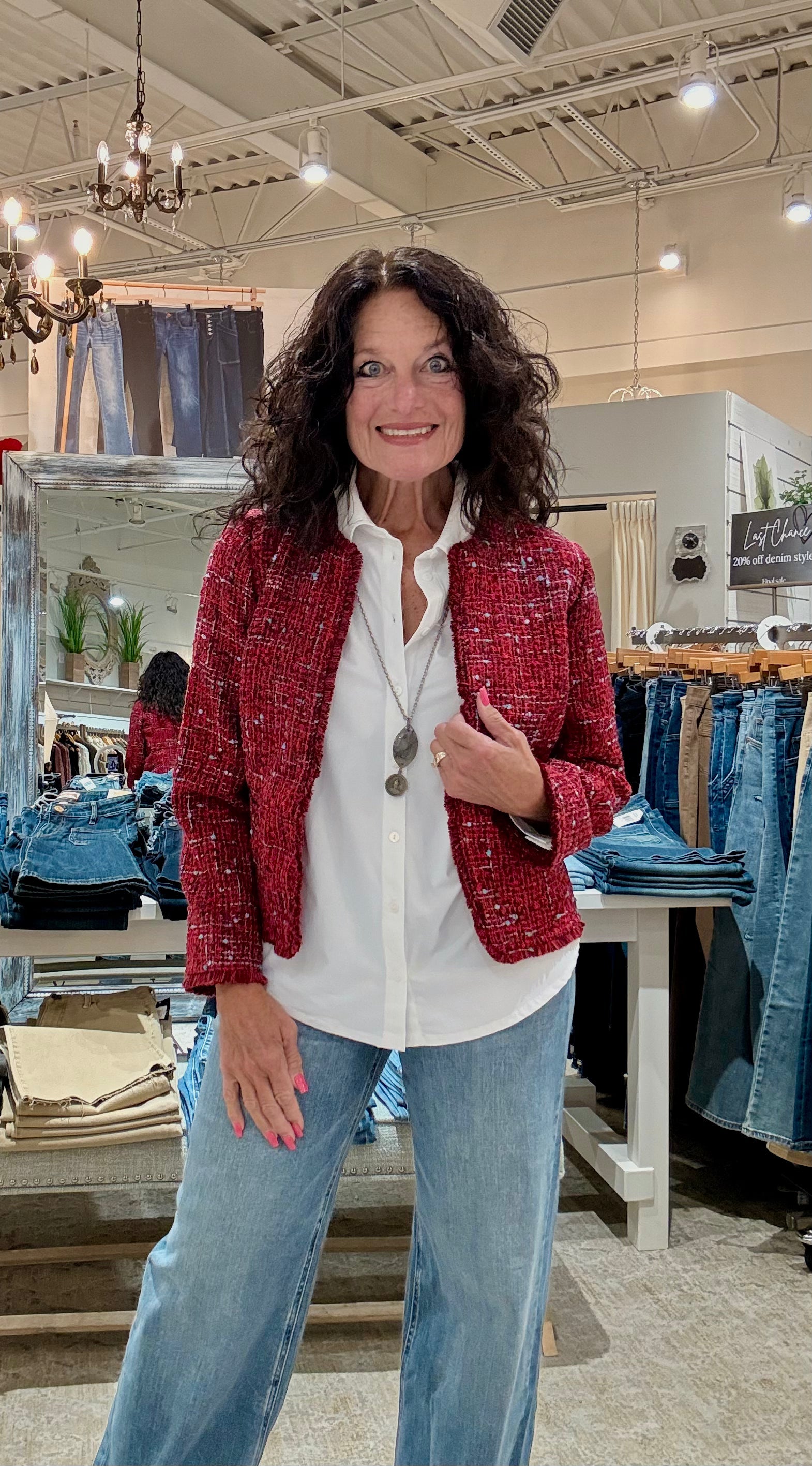 Long Sleeve Button Front Knit Top- white