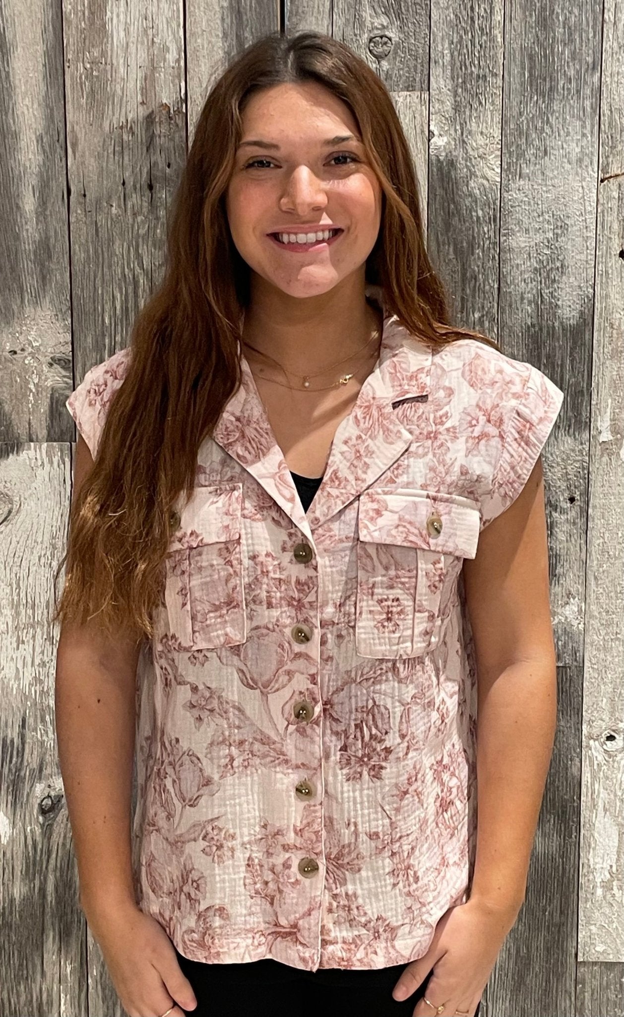 *Final Sale* Button Down Camp Shirt W/ Pocket - Mainstream Boutique