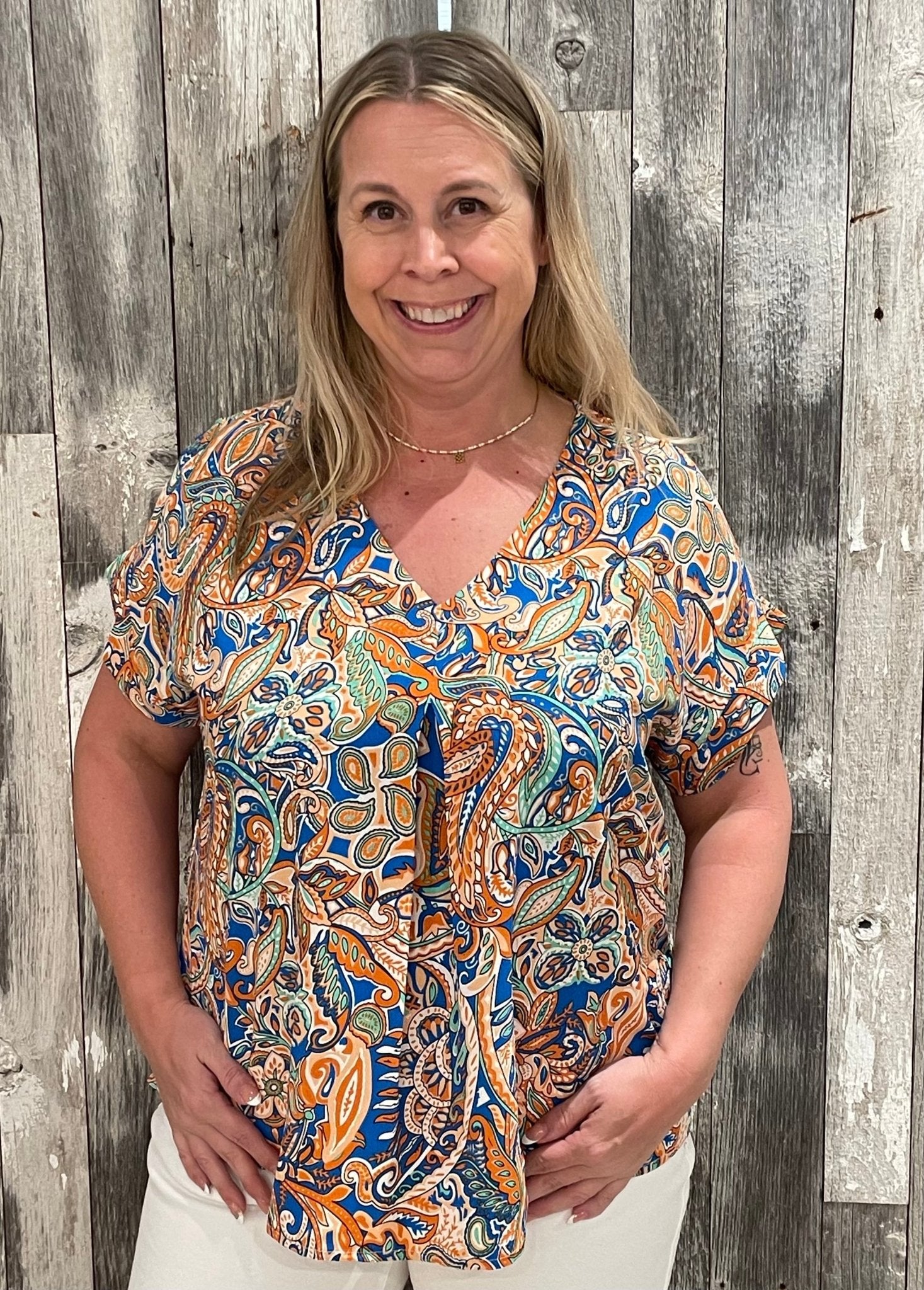 Drop Shoulder Printed Top - Mainstream Boutique