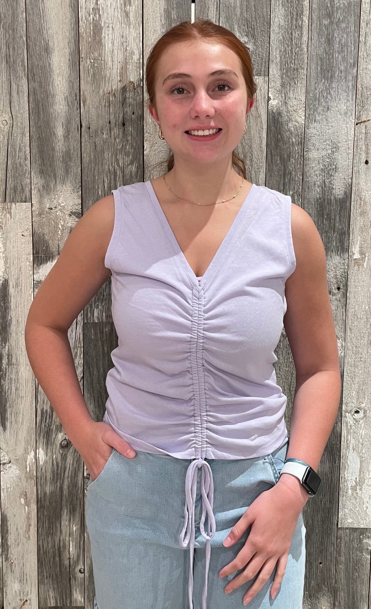 Tie Ruched Sleeveless Top - Mainstream Boutique