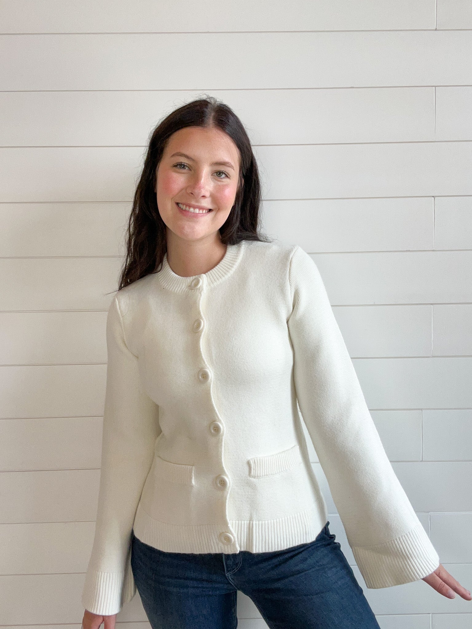 Flare Sleeve Tailored Cardigan - Mainstream Boutique
