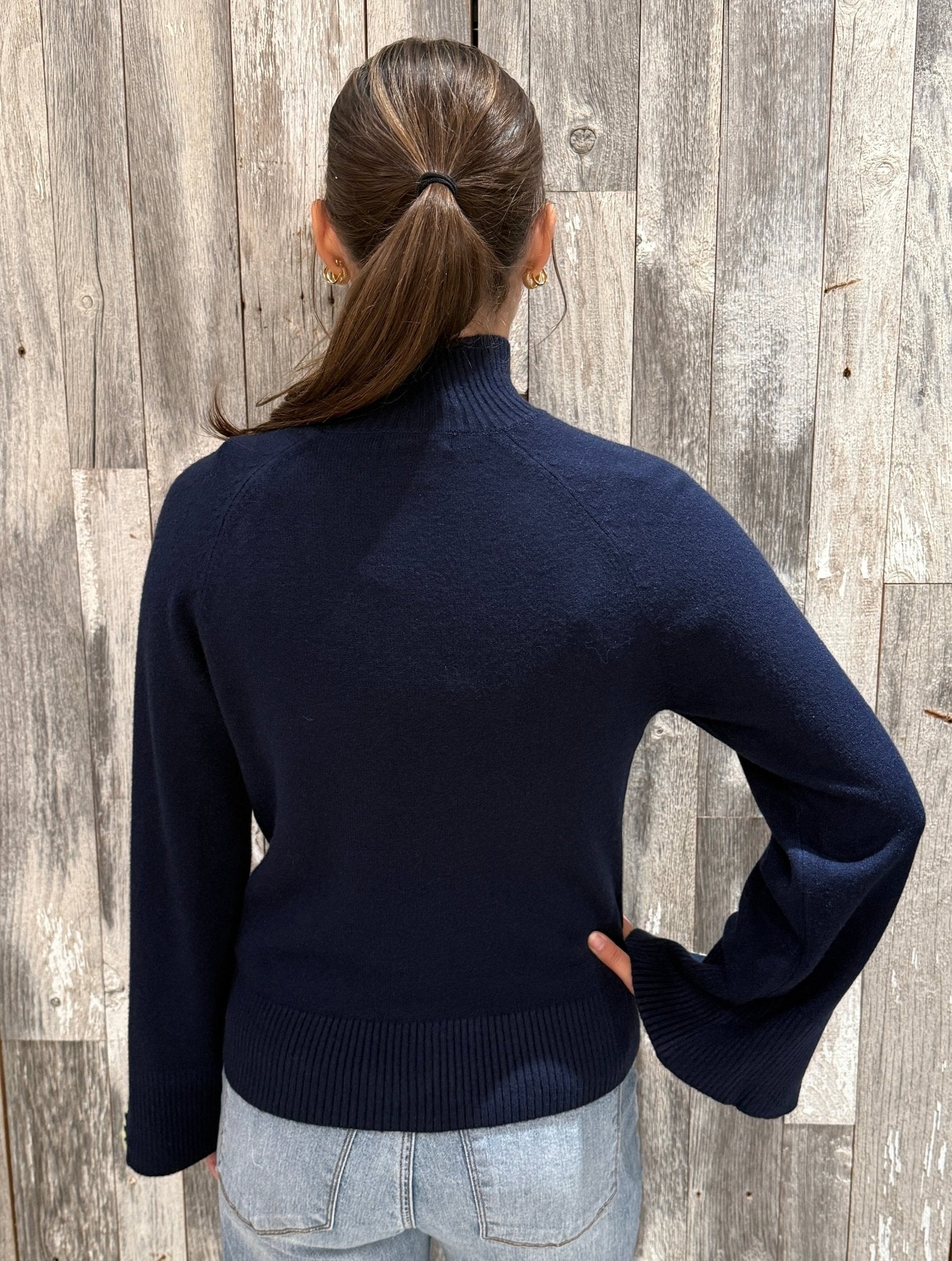 Charlie B Mock Neck Sweater W/ Zipper Detail - Mainstream Boutique