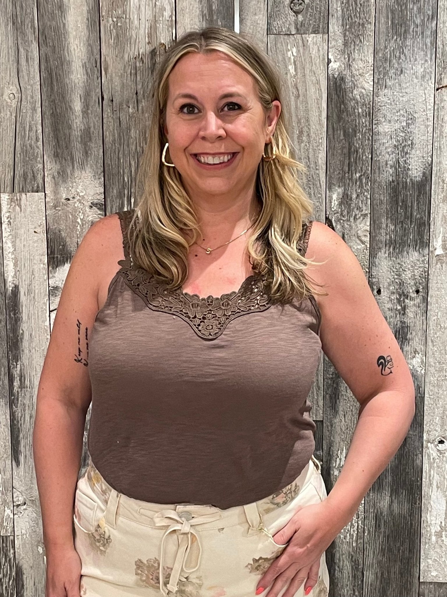 V Neck W/ Crochet Detail Knit Tank - Mainstream Boutique