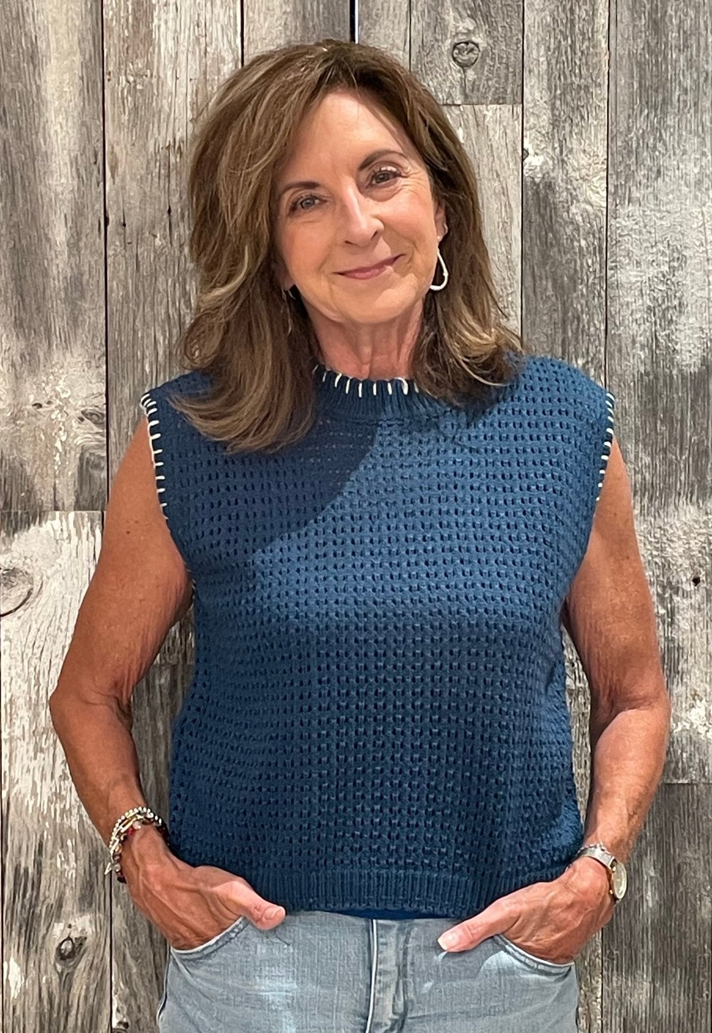 Crochet Knit Stitching Detailed Sleeveless Top - Mainstream Boutique