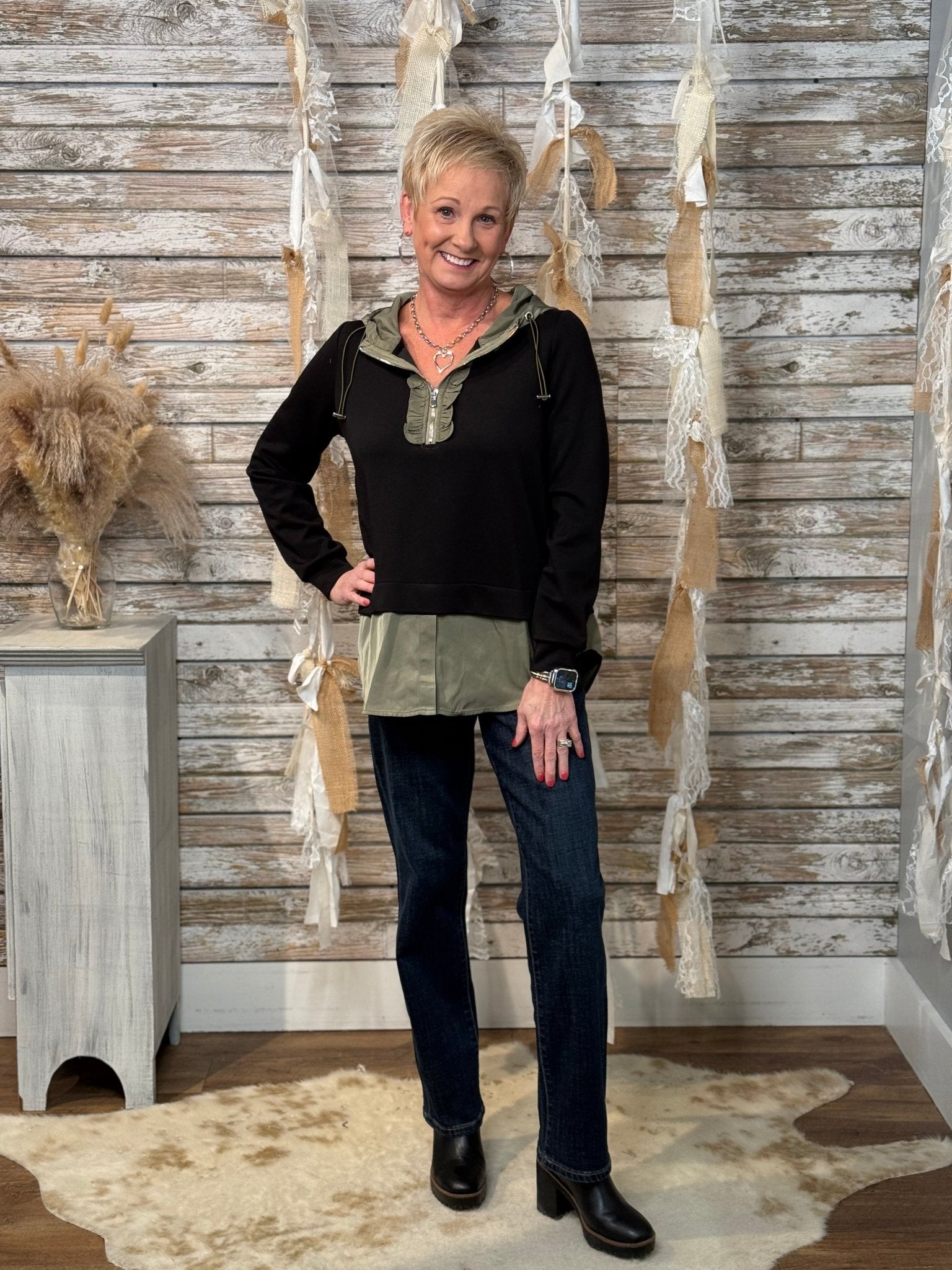 The Kaylee Contrast Hoodie Top - Mainstream Boutique