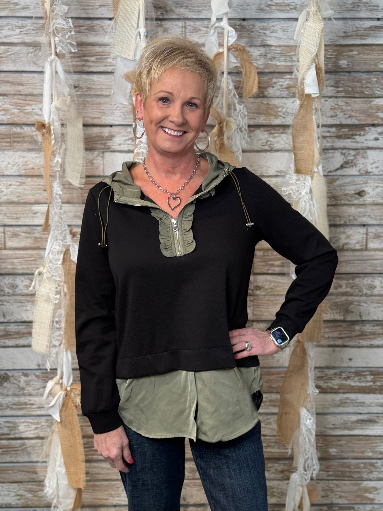 The Kaylee Contrast Hoodie Top - Mainstream Boutique