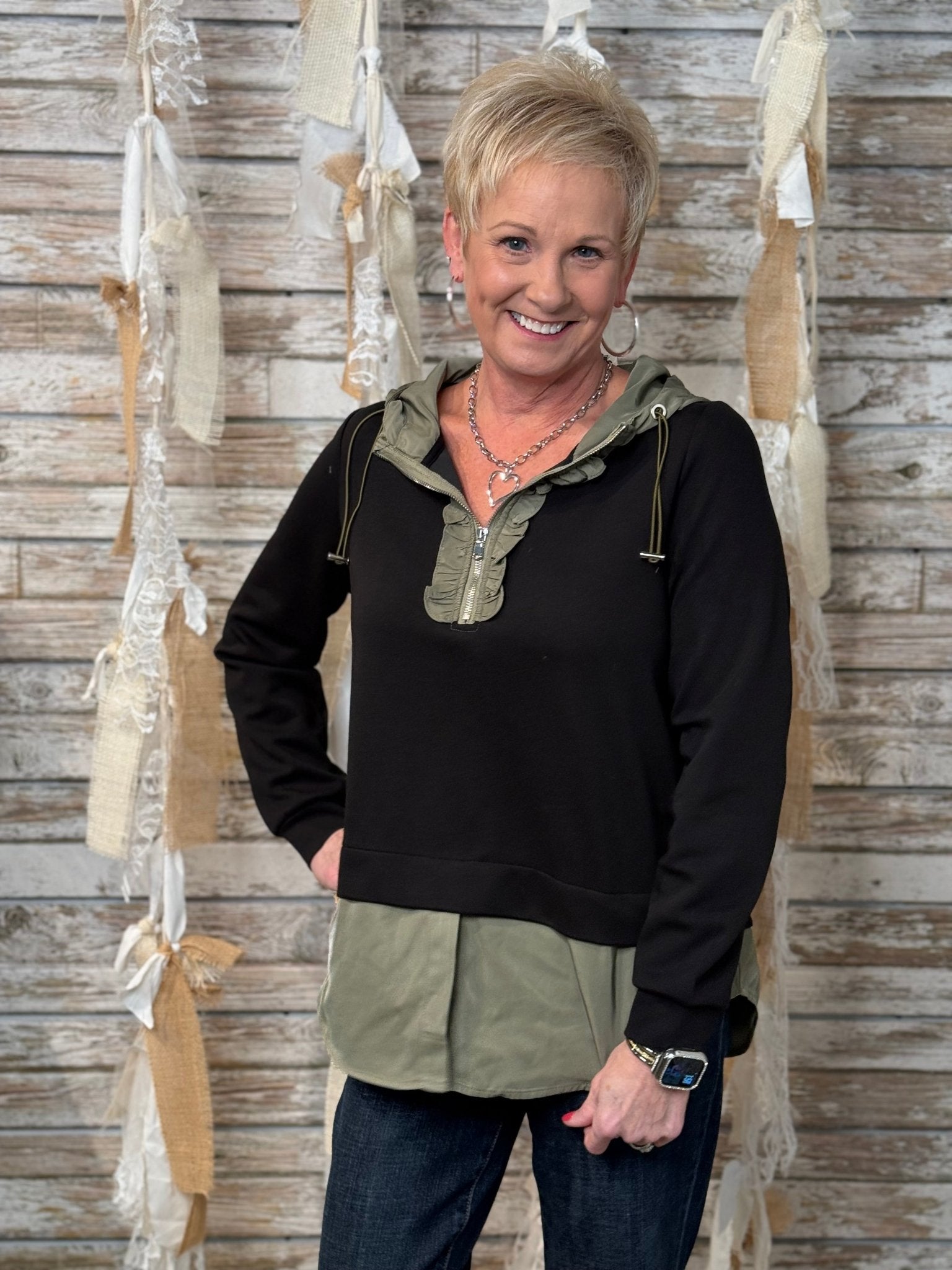 The Kaylee Contrast Hoodie Top - Mainstream Boutique
